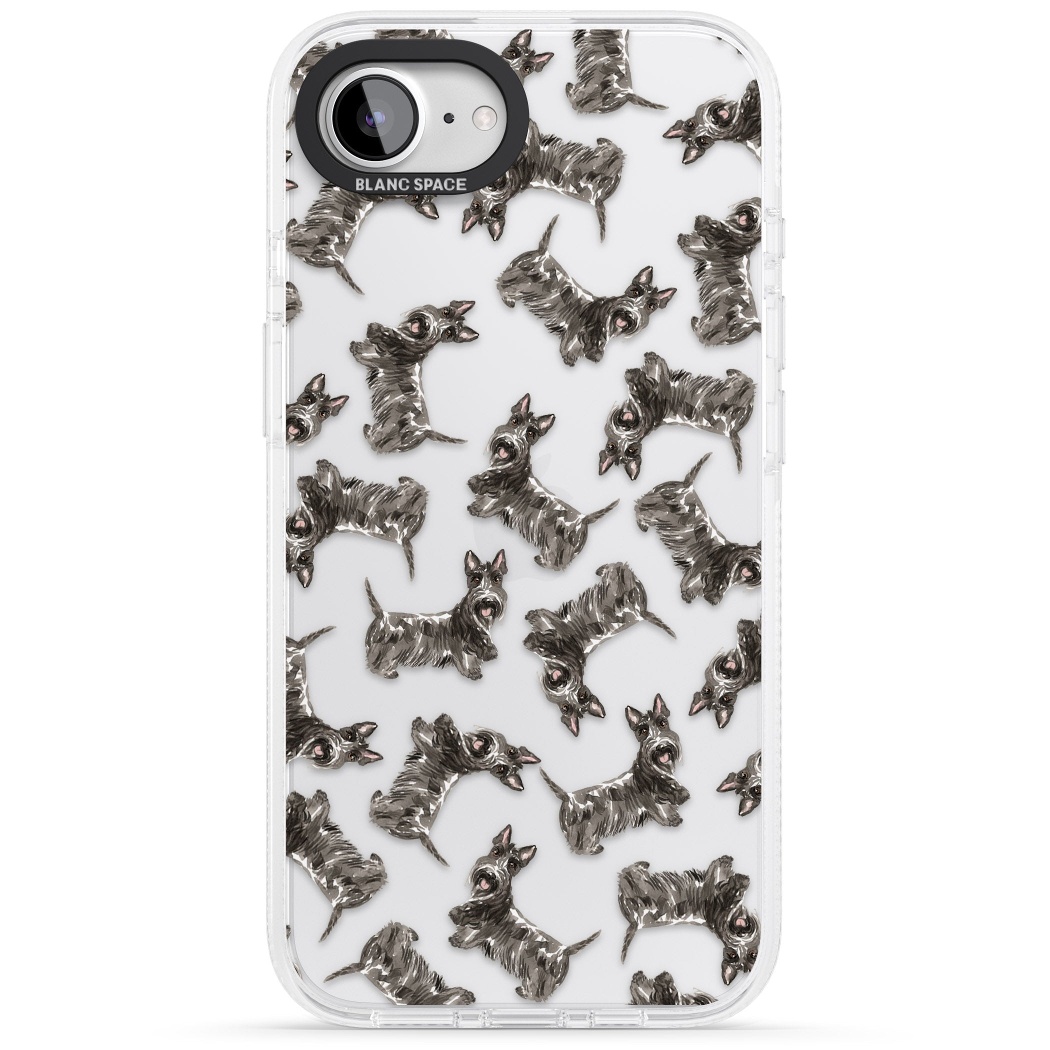 Scottish Terrier Watercolour Dog Pattern iPhone 16e Clear Case Impact Air - Blanc Space