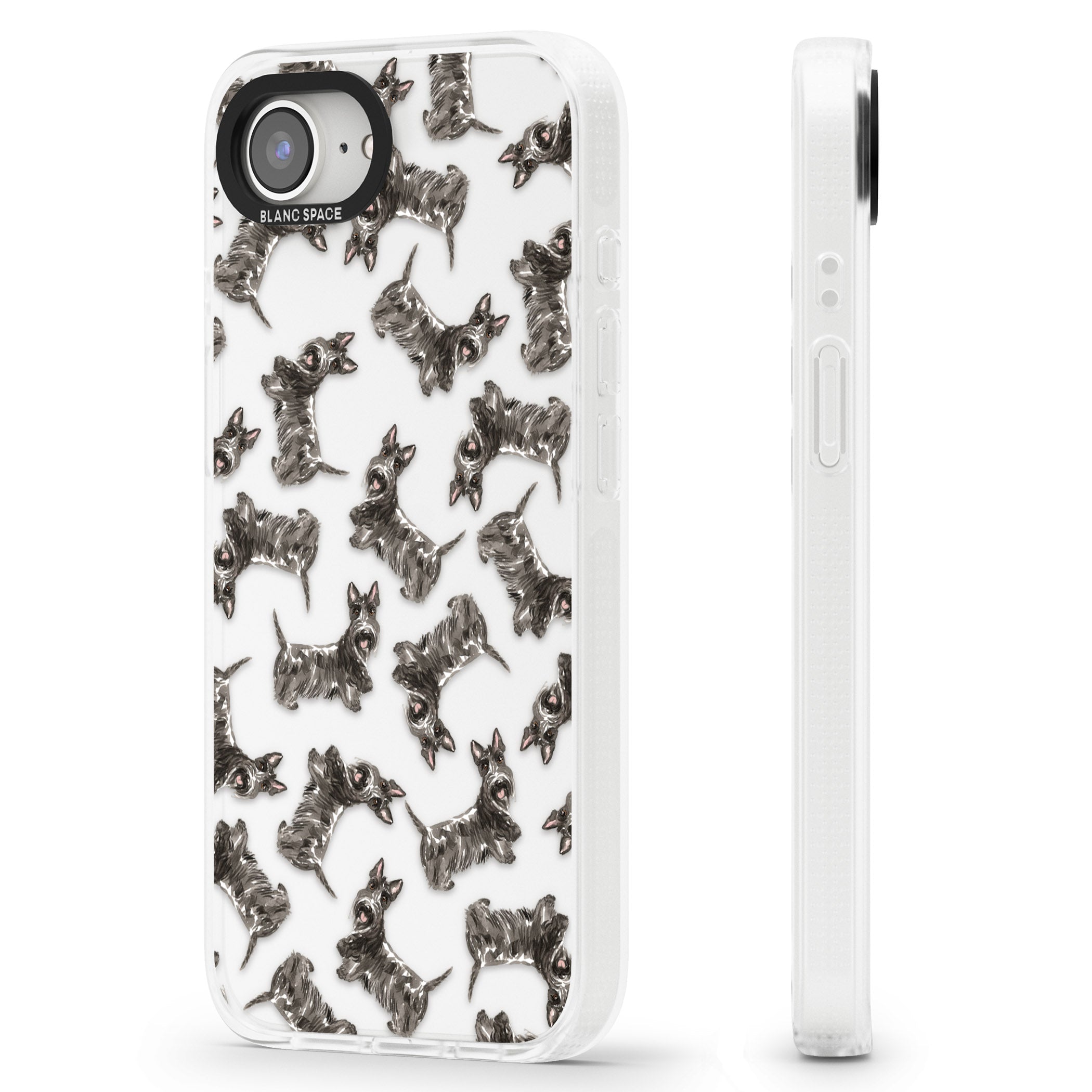 Scottish Terrier Watercolour Dog Pattern iPhone 16e Clear Case Impact Air - Blanc Space