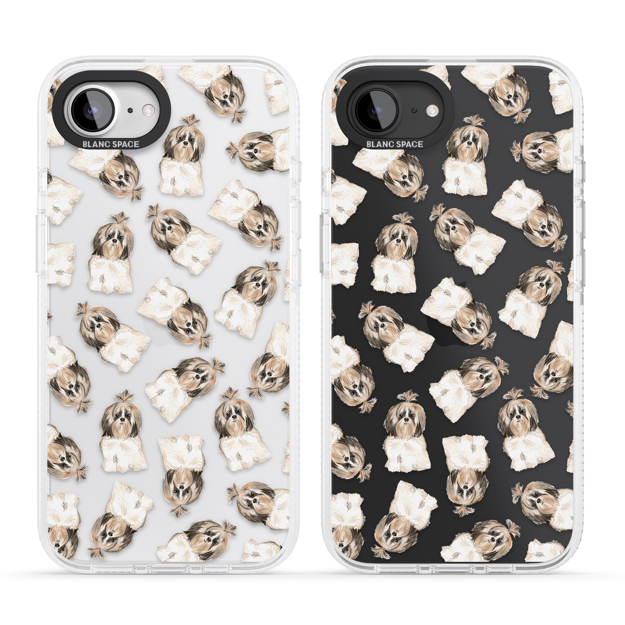 Shih tzu (Long Hair) Watercolour Dog Pattern iPhone 16e Clear Case Impact Air - Blanc Space