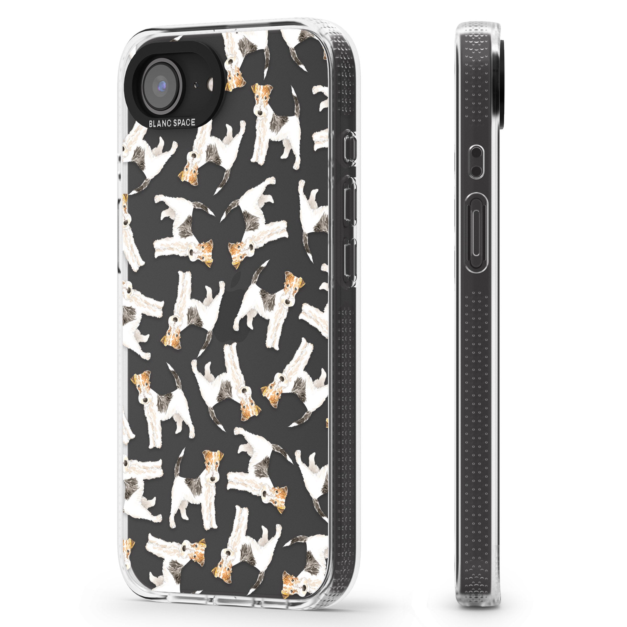 Wire Haired Fox Terrier Watercolour Dog Pattern iPhone 16e Clear Case Impact Air - Blanc Space