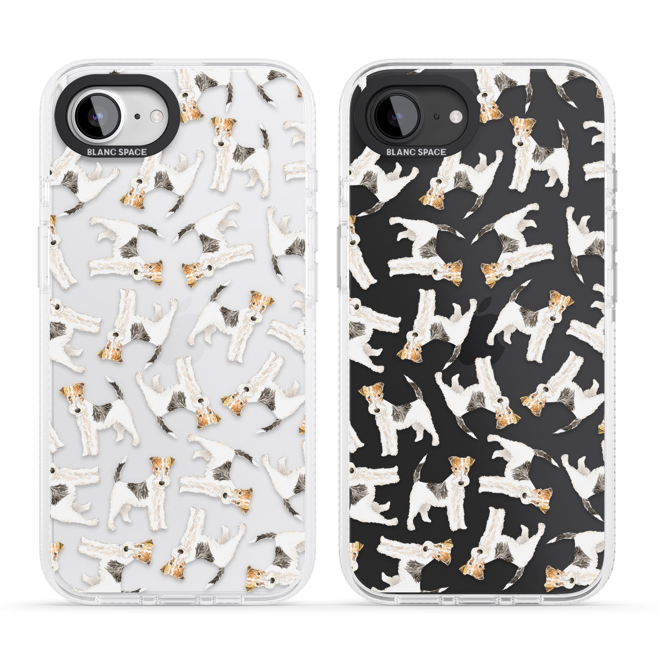 Wire Haired Fox Terrier Watercolour Dog Pattern iPhone 16e Clear Case Impact Air - Blanc Space