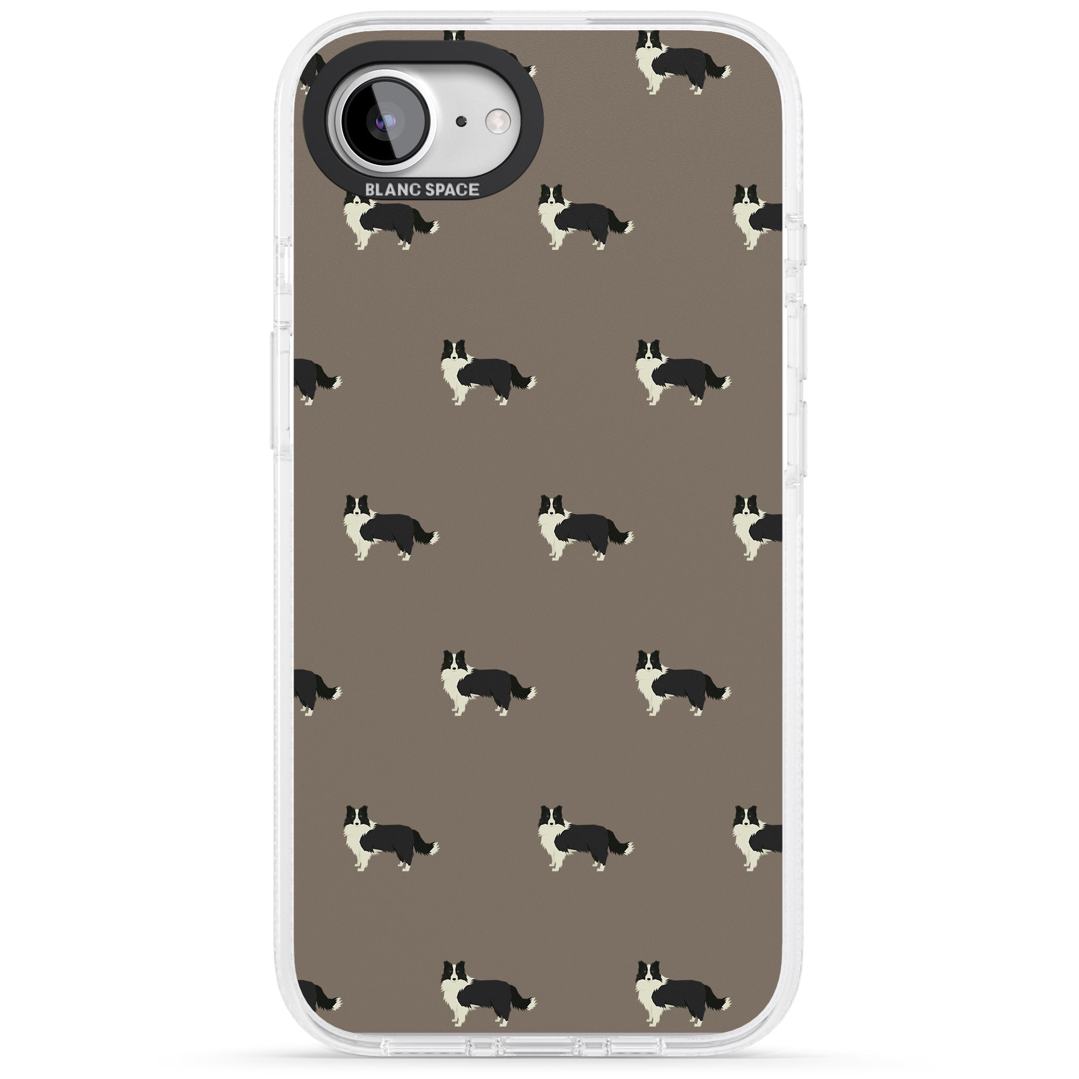 Border Collie Dog Pattern iPhone 16e Clear Case Impact Air - Blanc Space