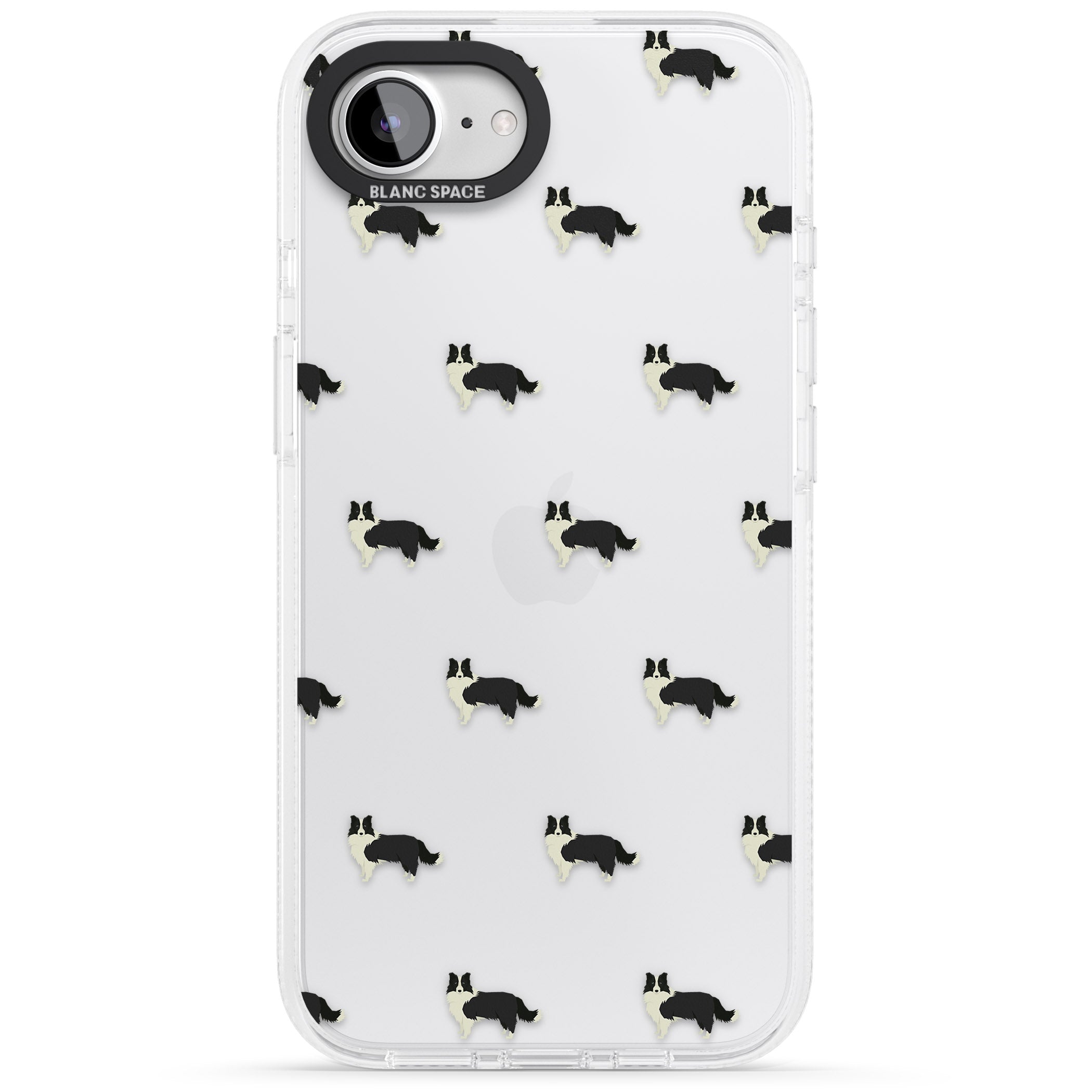 Border Collie Dog Pattern Clear iPhone 16e Clear Case Impact Air - Blanc Space