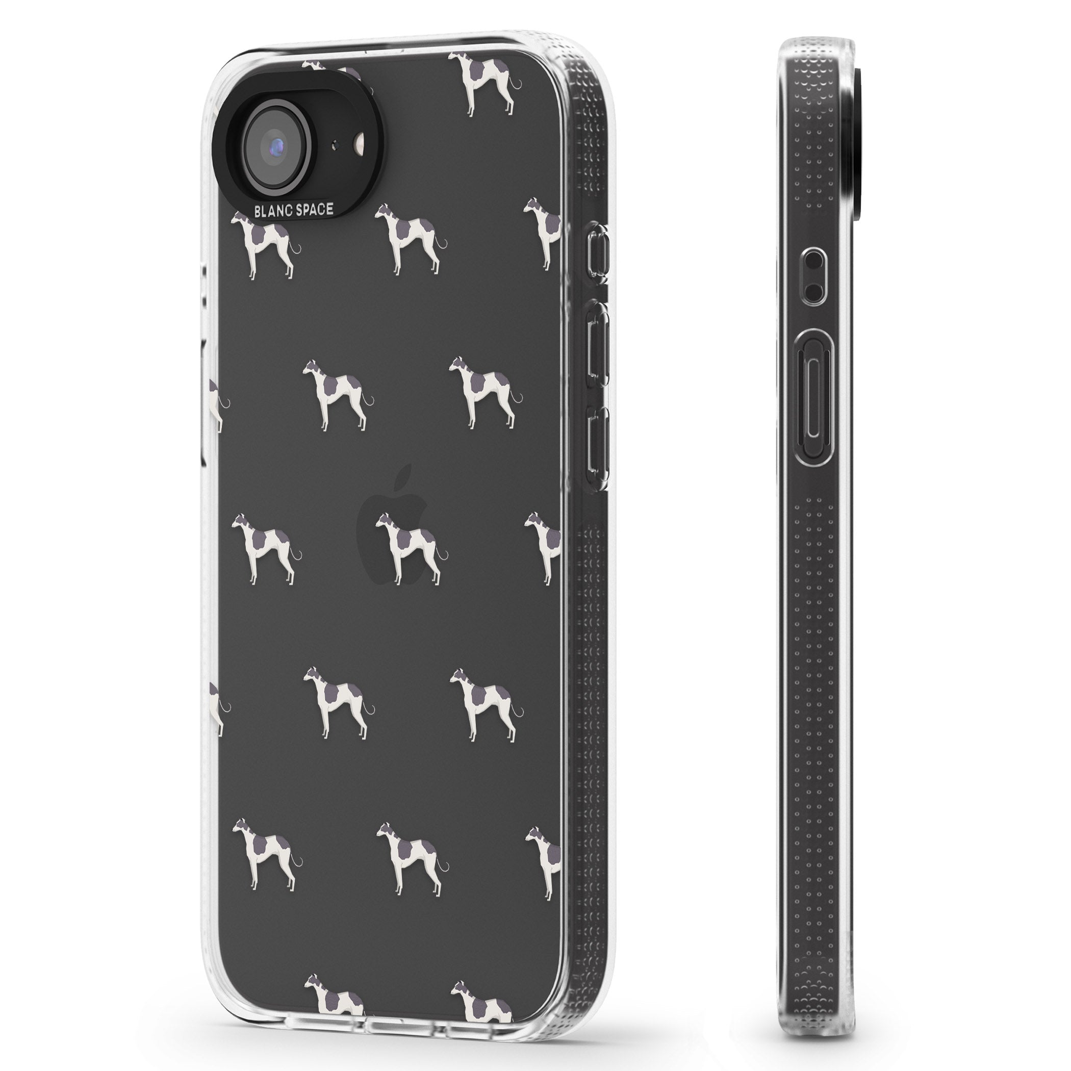 Greyhound Dog Pattern Clear iPhone 16e Clear Case Impact Air - Blanc Space