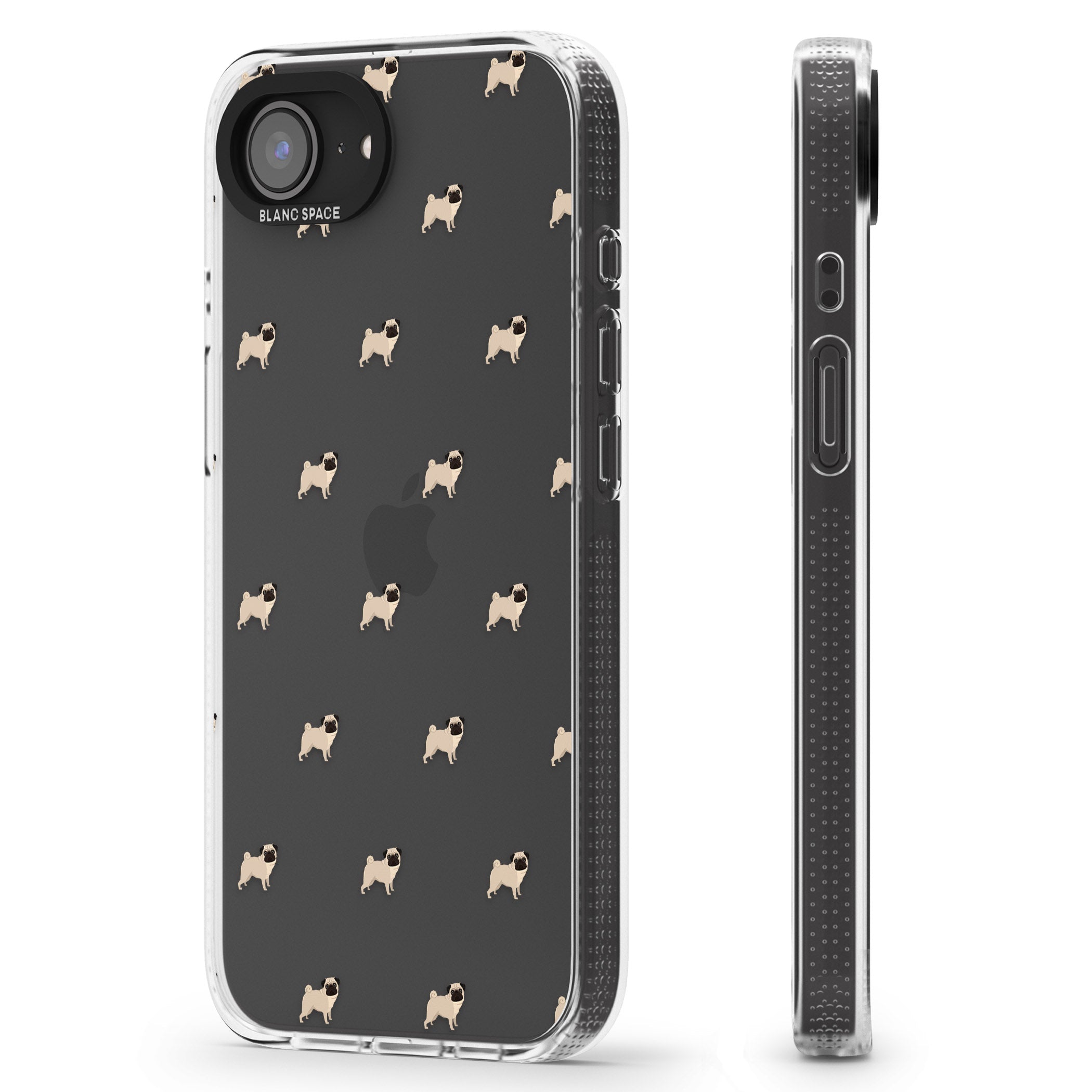 Pug Dog Pattern Clear iPhone 16e Clear Case Impact Air - Blanc Space
