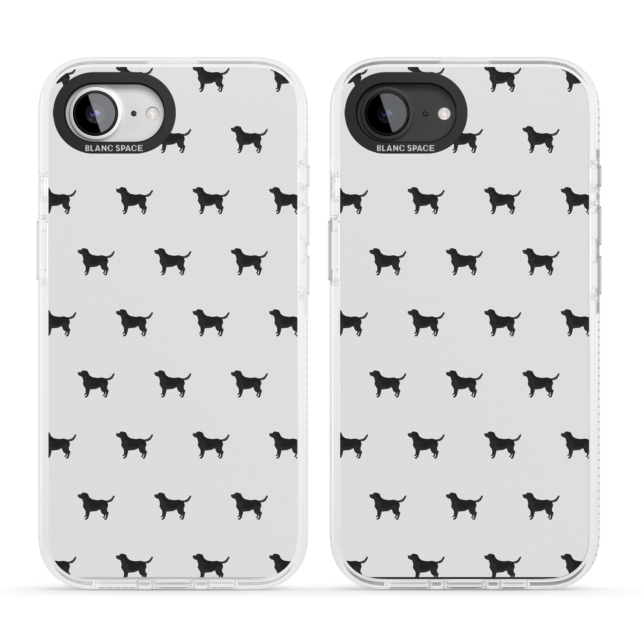Black Labrador Dog Pattern iPhone 16e Clear Case Impact Air - Blanc Space