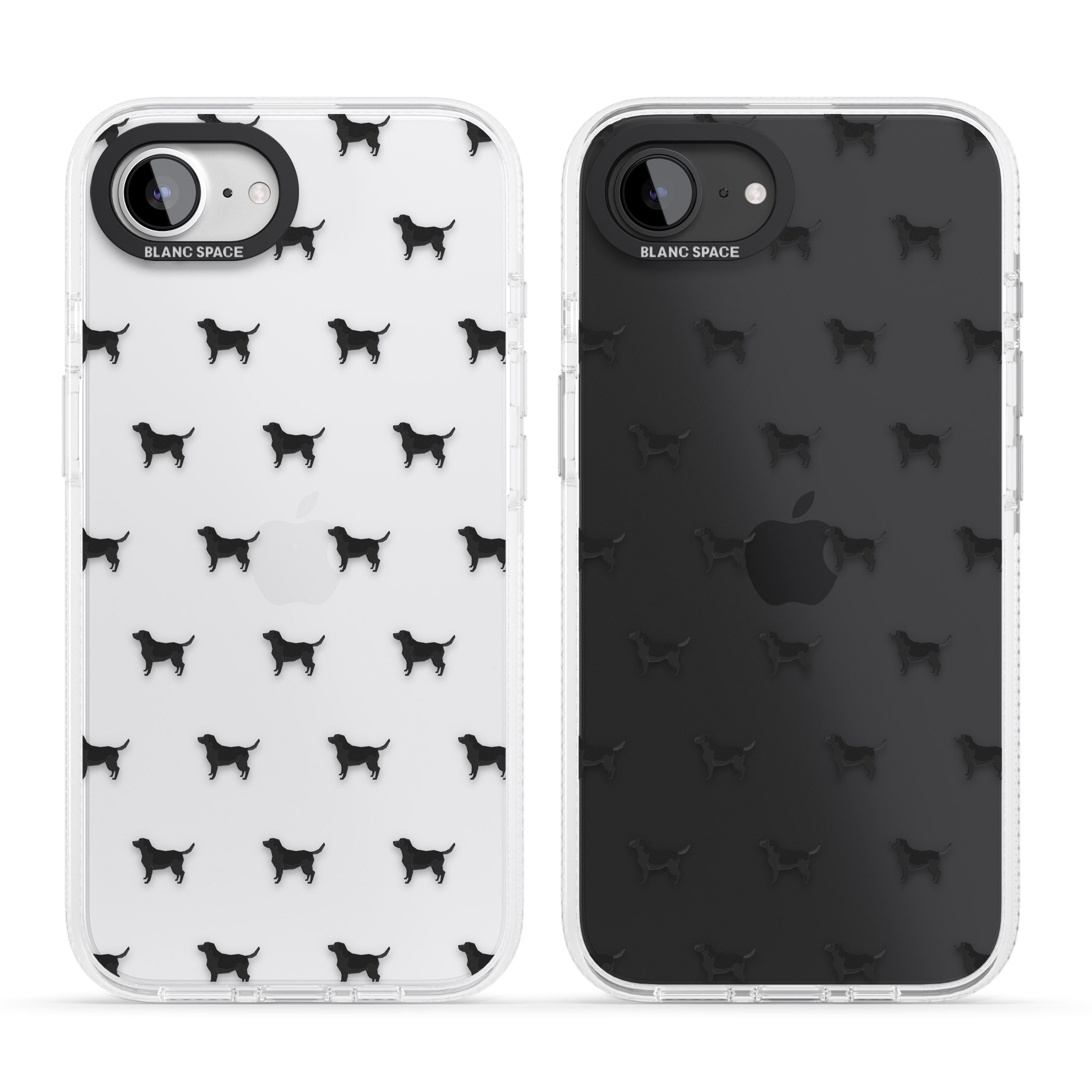 Black Labrador Dog Pattern Clear iPhone 16e Clear Case Impact Air - Blanc Space