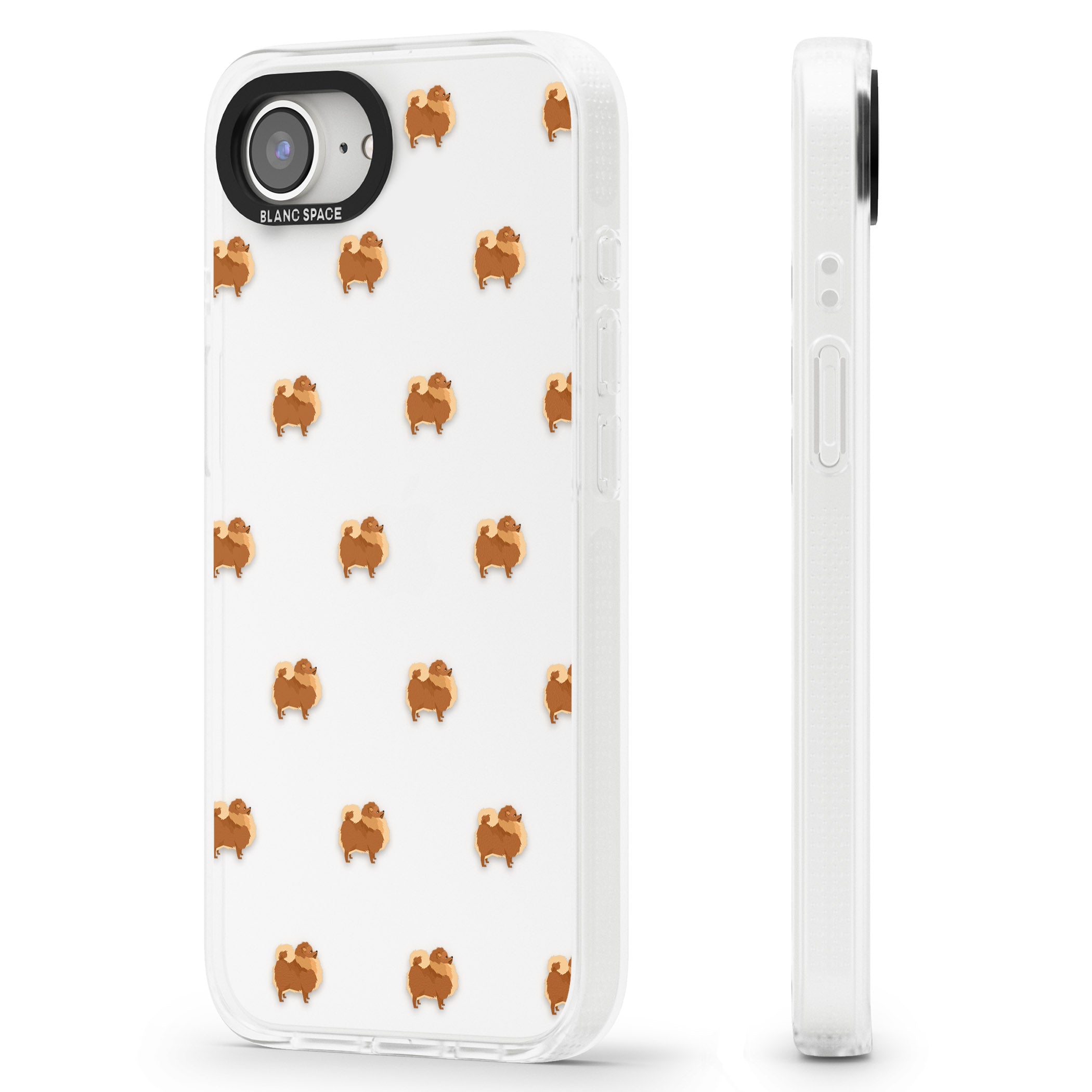 Pomeranian Dog Pattern Clear iPhone 16e Clear Case Impact Air - Blanc Space