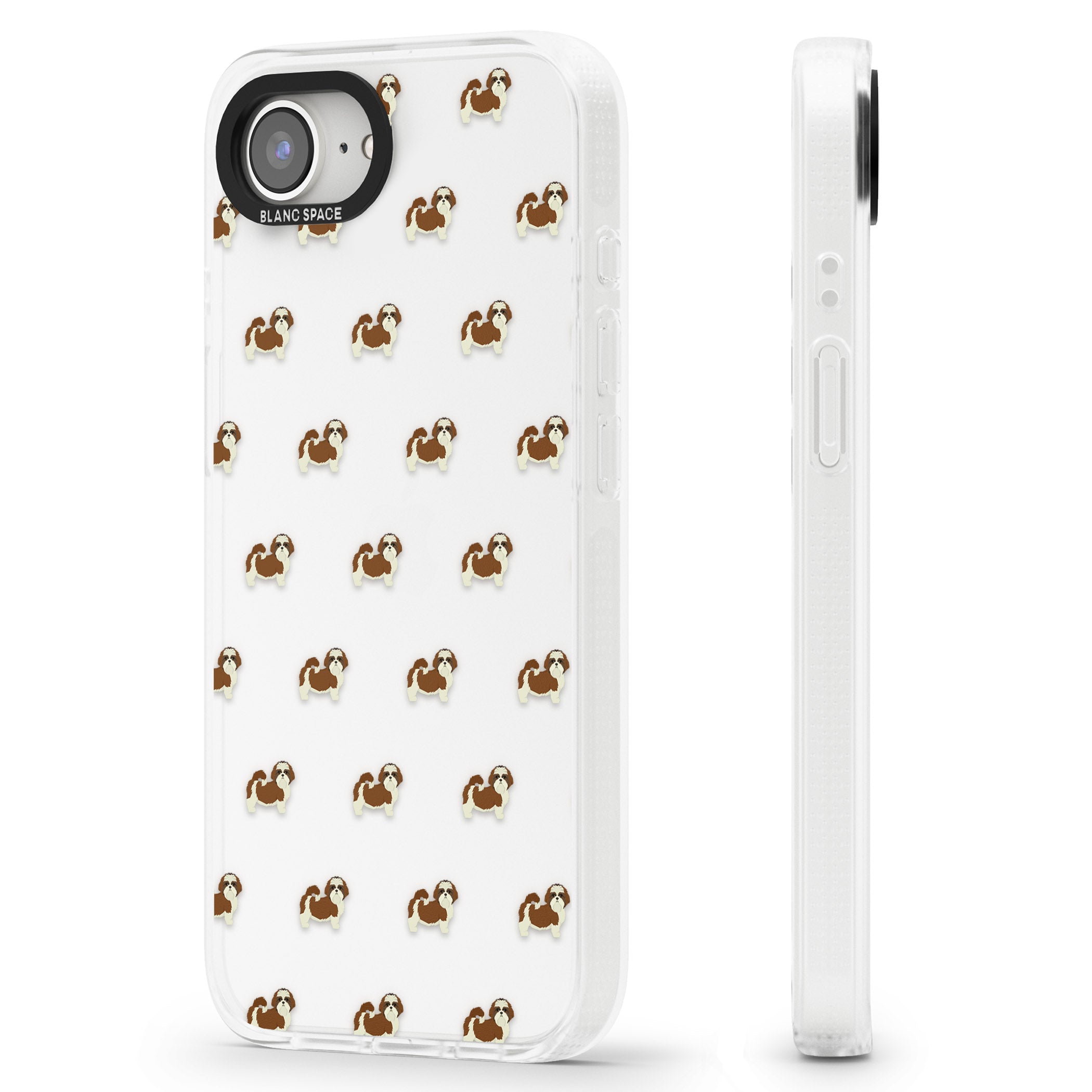 Shih Tzu Dog Pattern Clear iPhone 16e Clear Case Impact Air - Blanc Space