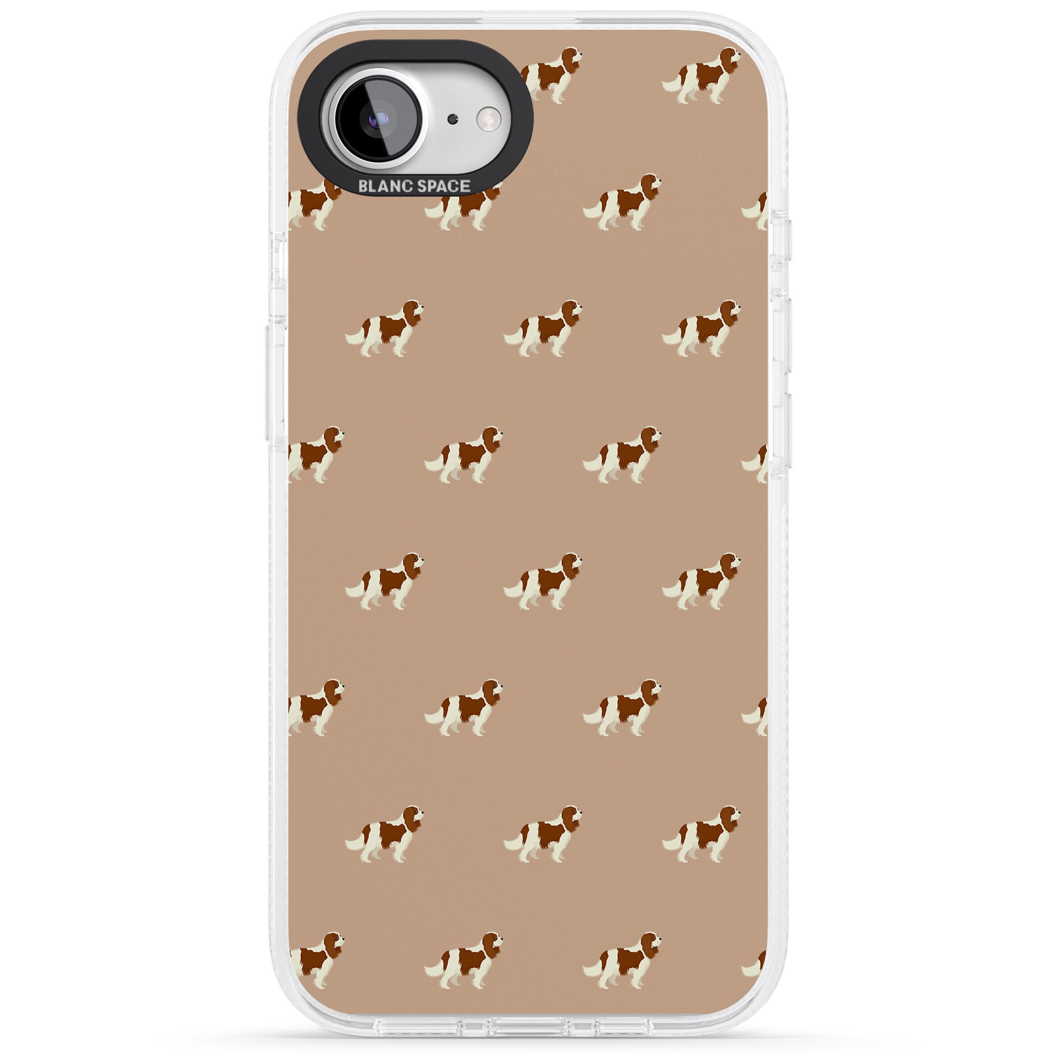 Cavalier King Charles Spaniel Pattern iPhone 16e Clear Case Impact Air - Blanc Space