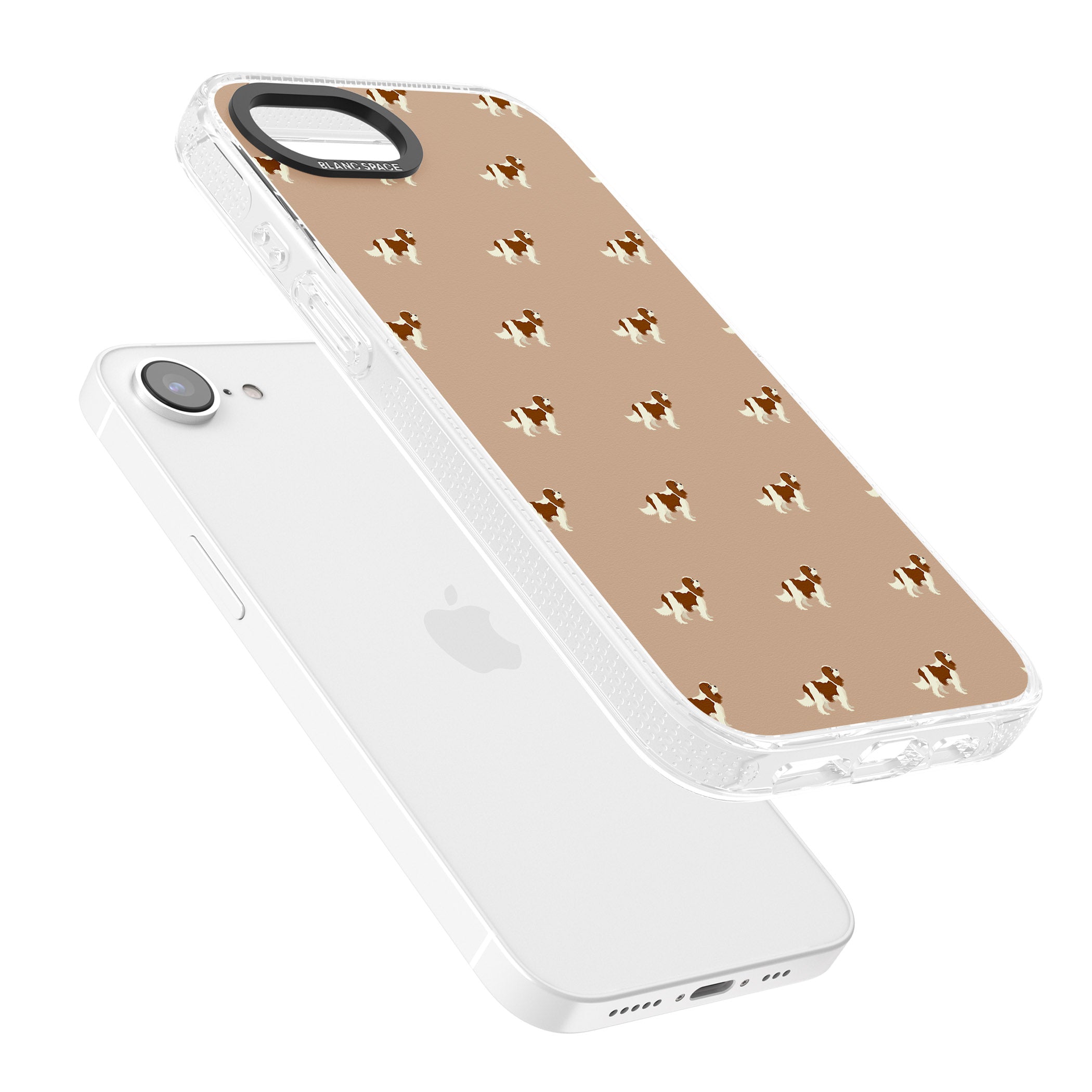 Cavalier King Charles Spaniel Pattern iPhone 16e Clear Case Impact Air - Blanc Space