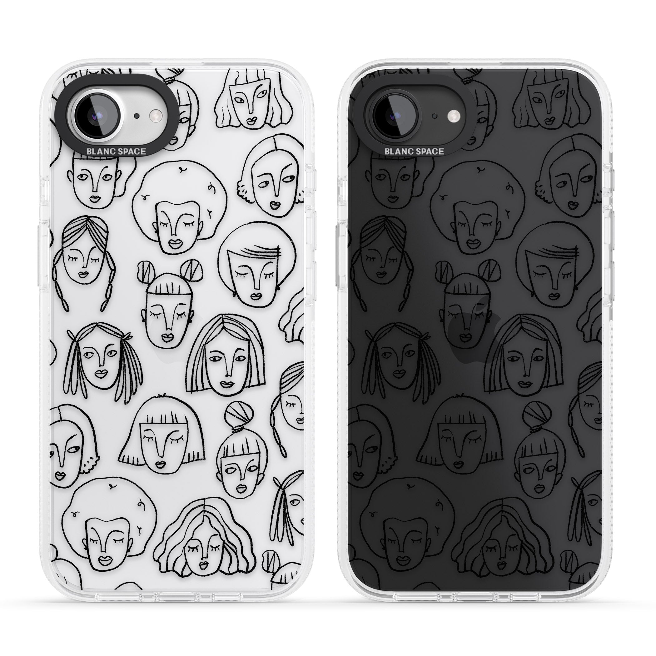 Girl Portrait Doodles iPhone 16e Clear Case Impact Air - Blanc Space