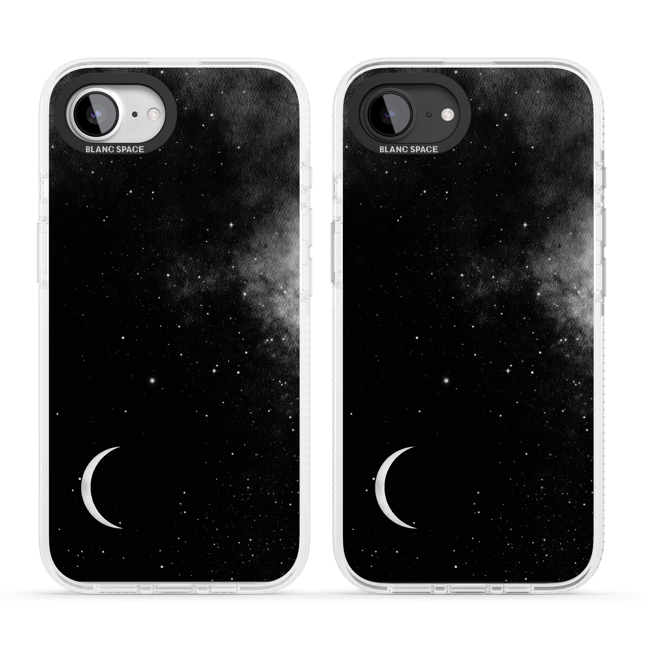 Night Sky Galaxies: Crescent Moon iPhone 16e Clear Case Impact Air - Blanc Space