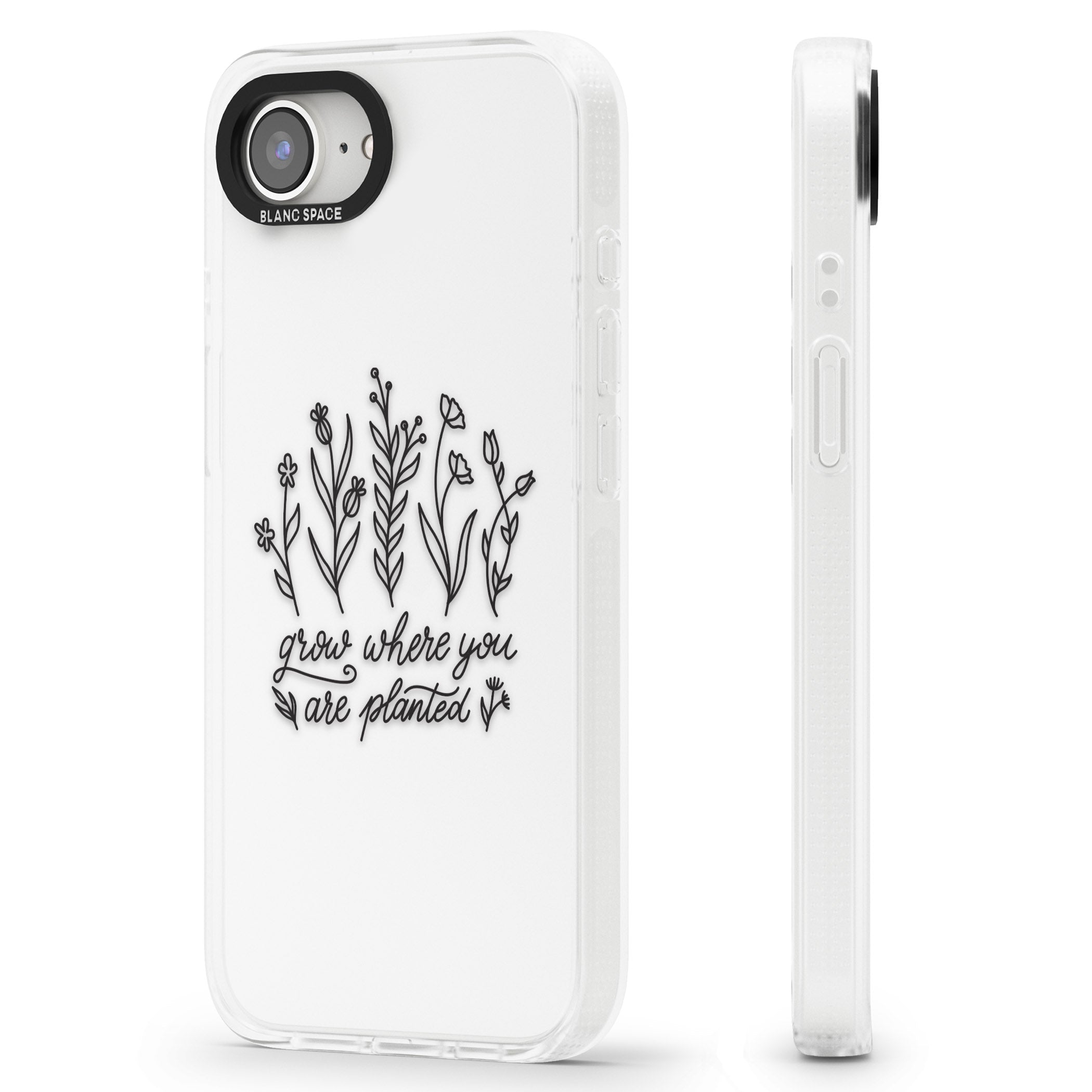 Grow where you are planted iPhone 16e Clear Case Impact Air - Blanc Space