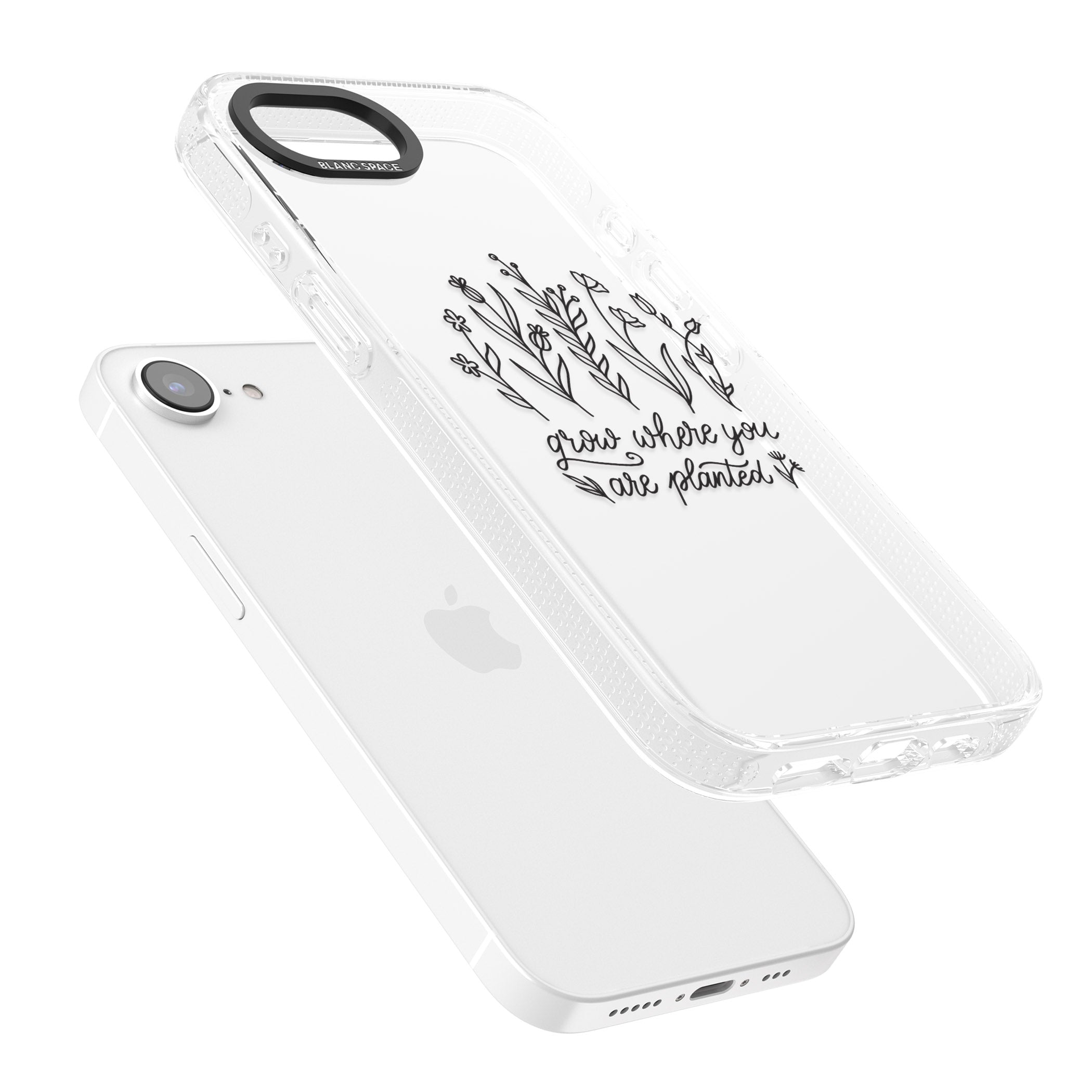 Grow where you are planted iPhone 16e Clear Case Impact Air - Blanc Space