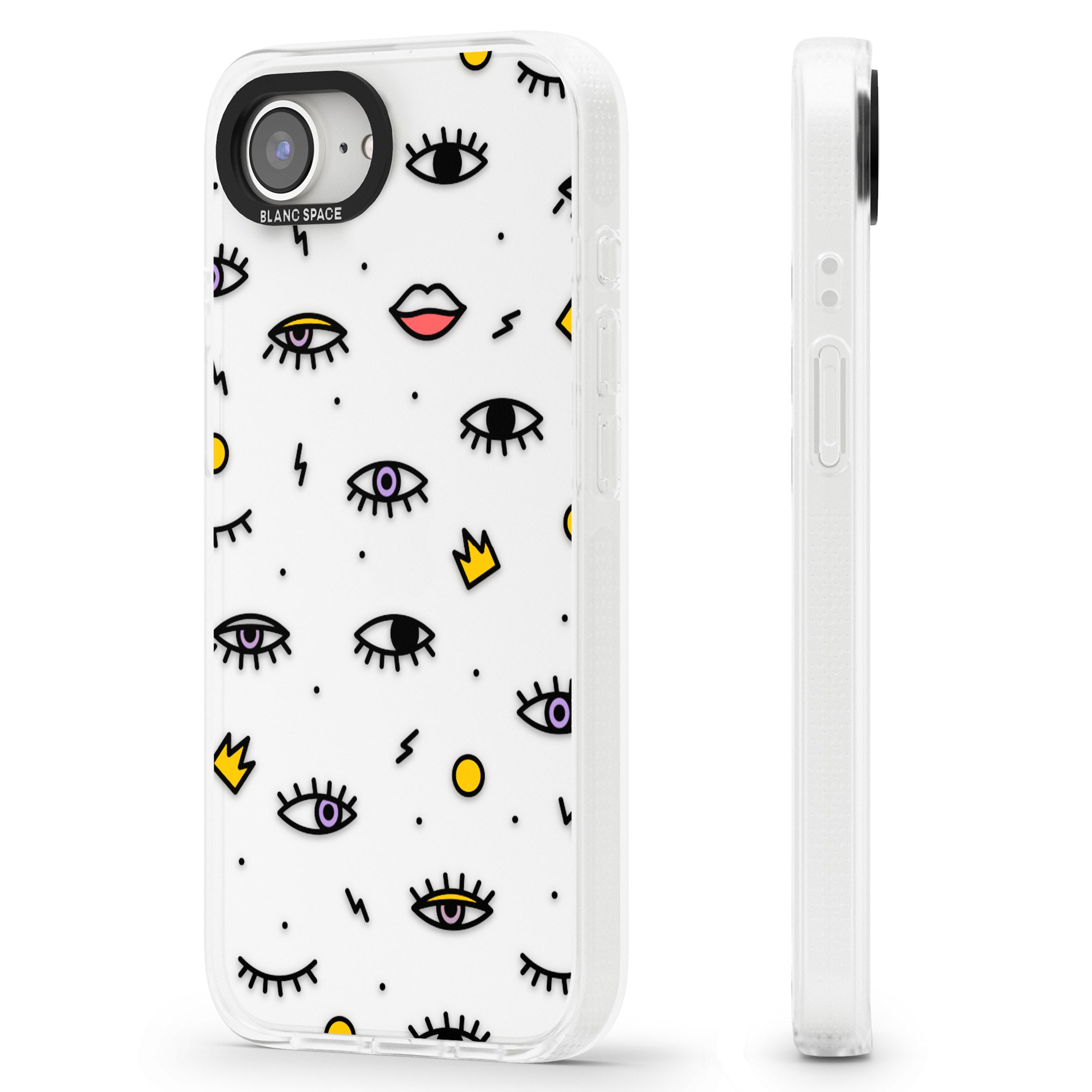 Eyes & Lips Icons iPhone 16e Clear Case Impact Air - Blanc Space