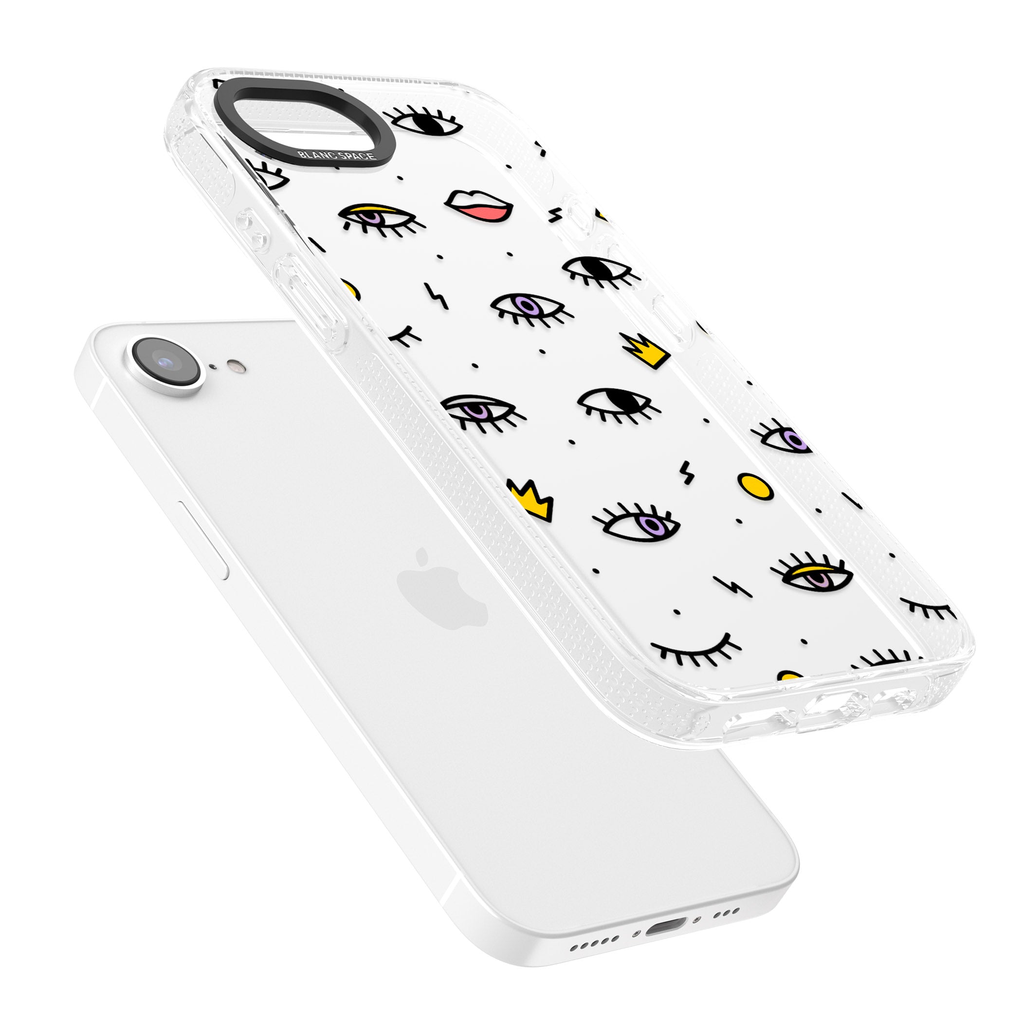 Eyes & Lips Icons iPhone 16e Clear Case Impact Air - Blanc Space
