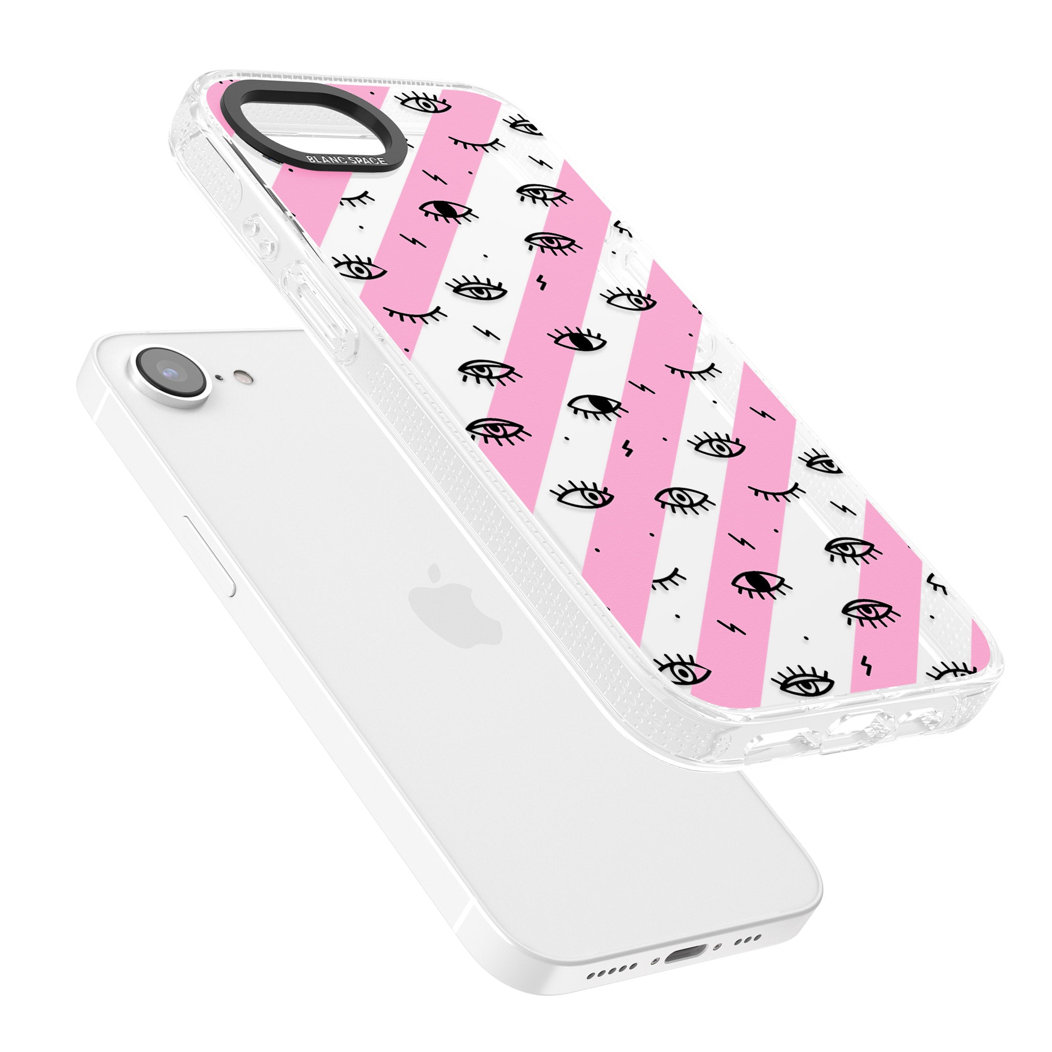Pink Stripe Eyes iPhone 16e Clear Case Impact Air - Blanc Space