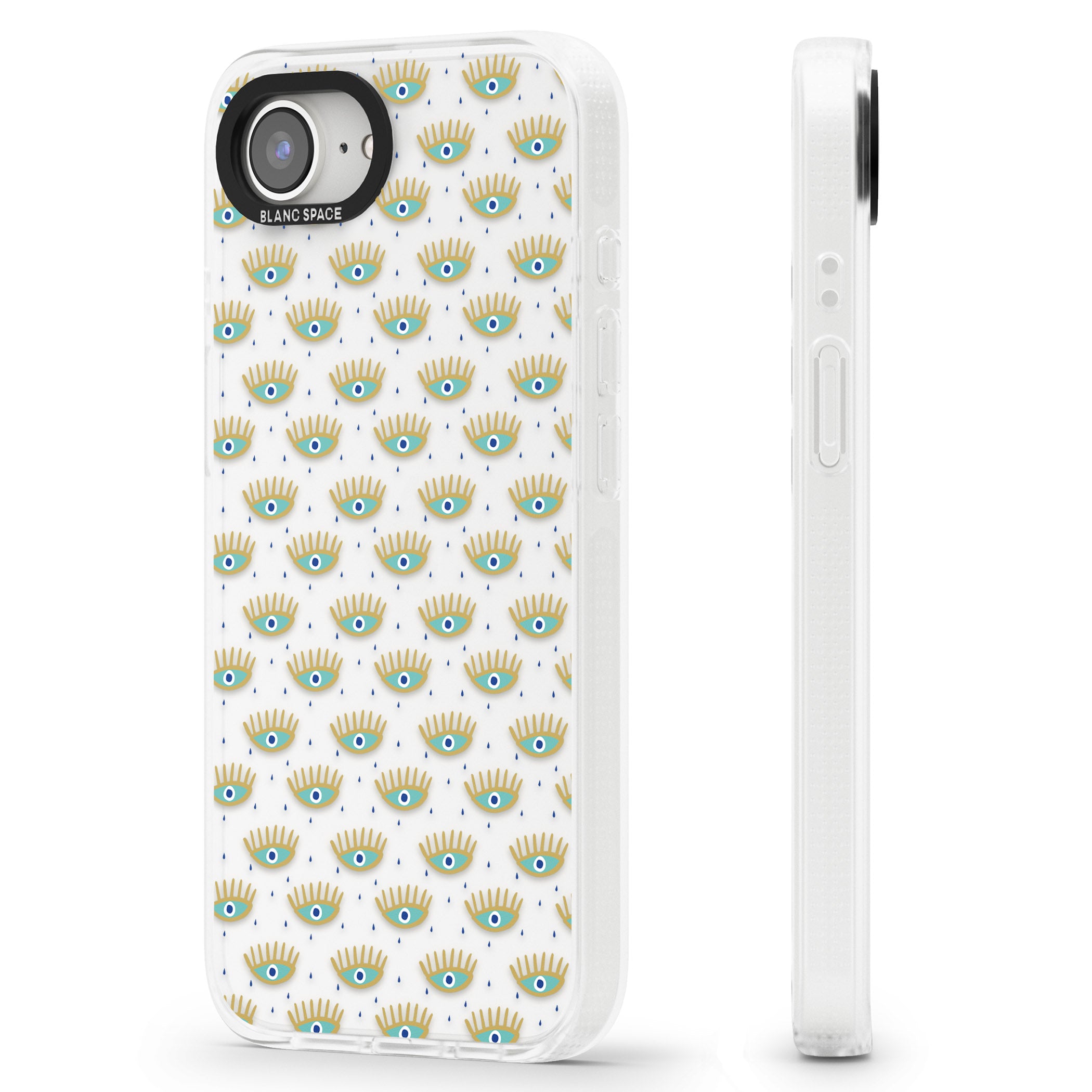 Crying Eyes (Clear) Psychedelic Eyes Pattern iPhone 16e Clear Case Impact Air - Blanc Space
