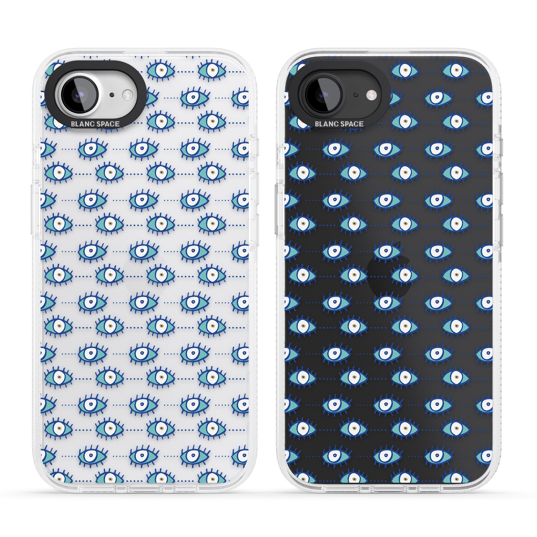 Crazy Eyes (Clear) Psychedelic Eyes Pattern iPhone 16e Clear Case Impact Air - Blanc Space