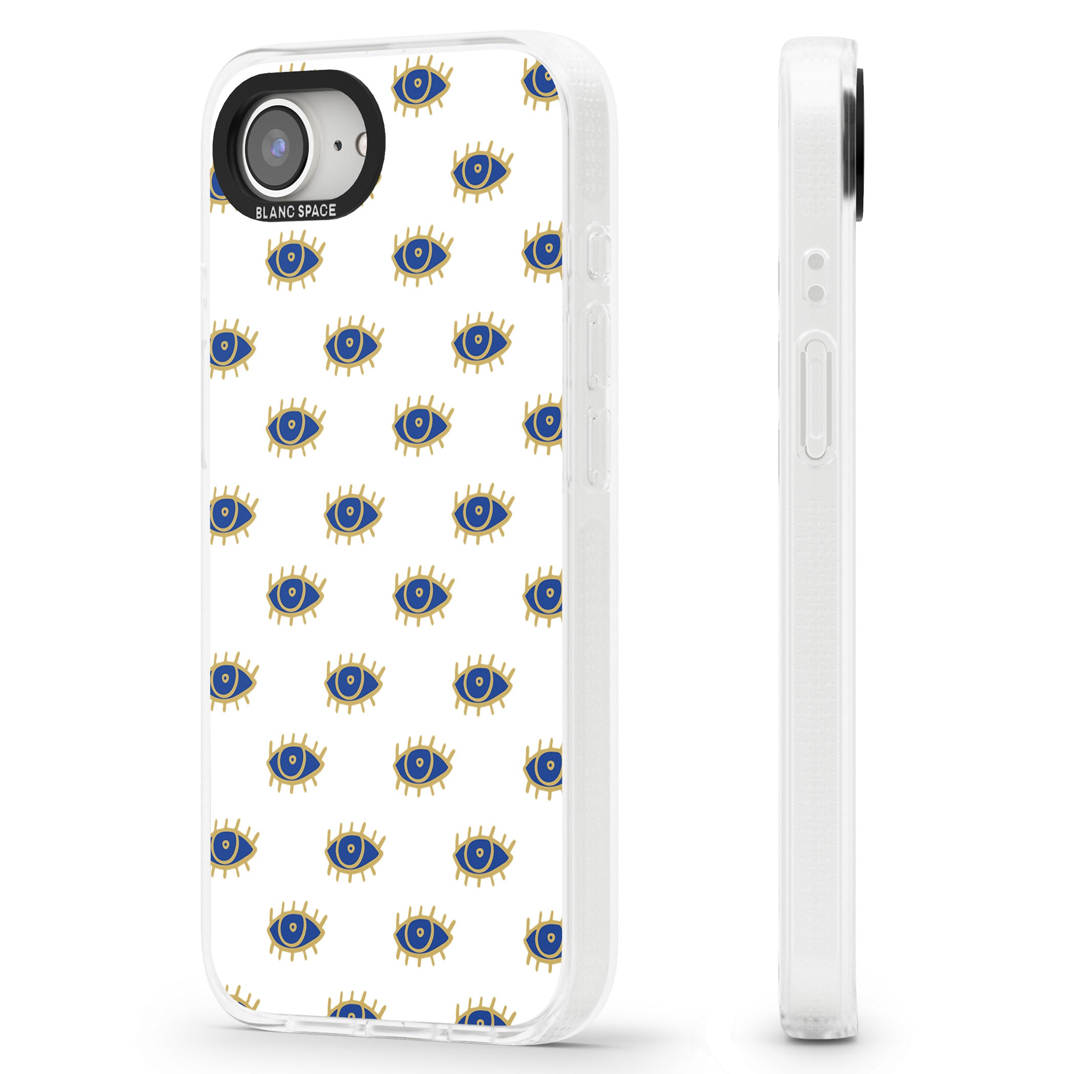 Gold Eyes Psychedelic Eyes Pattern iPhone 16e Clear Case Impact Air - Blanc Space