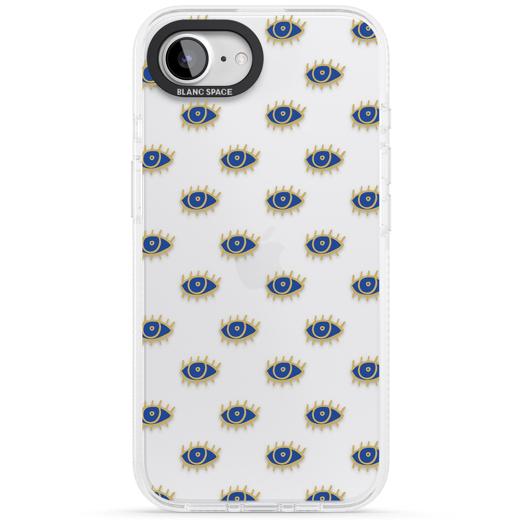 Gold Eyes (Clear) Psychedelic Eyes Pattern iPhone 16e Clear Case Impact Air - Blanc Space