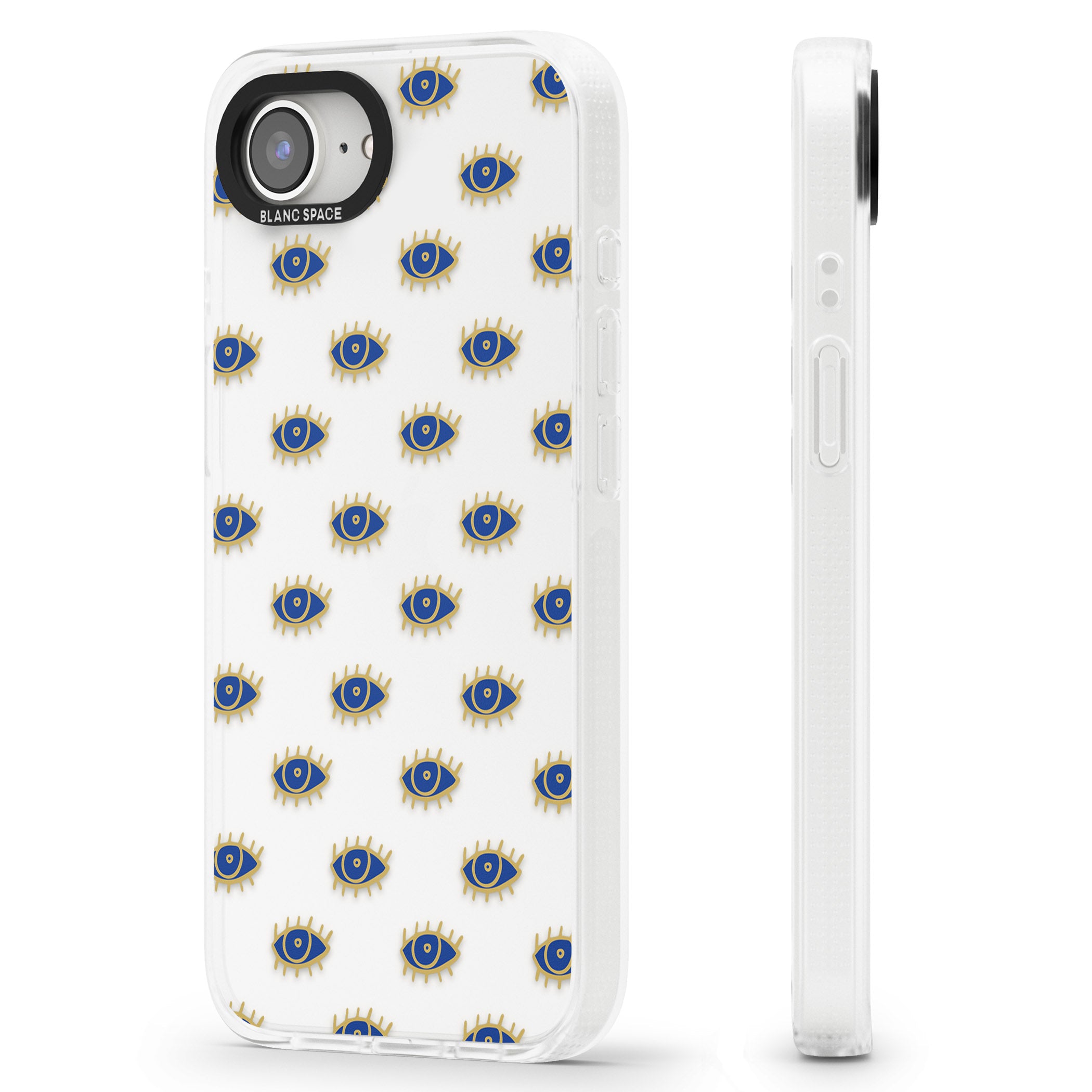 Gold Eyes (Clear) Psychedelic Eyes Pattern iPhone 16e Clear Case Impact Air - Blanc Space