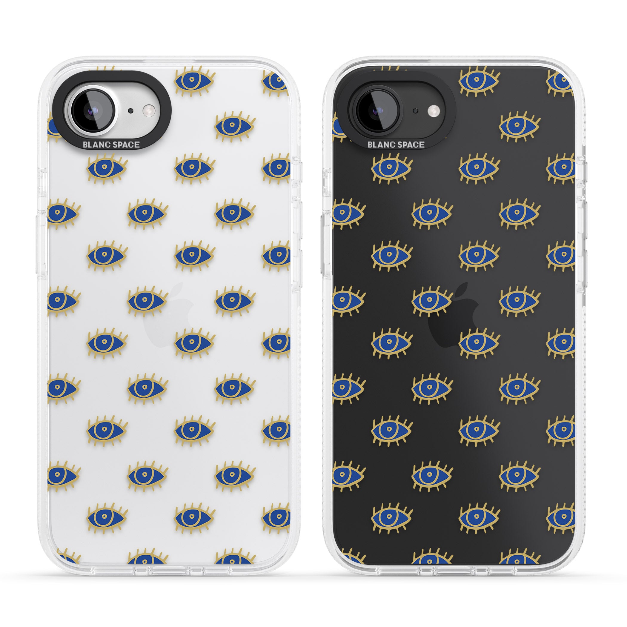 Gold Eyes (Clear) Psychedelic Eyes Pattern iPhone 16e Clear Case Impact Air - Blanc Space