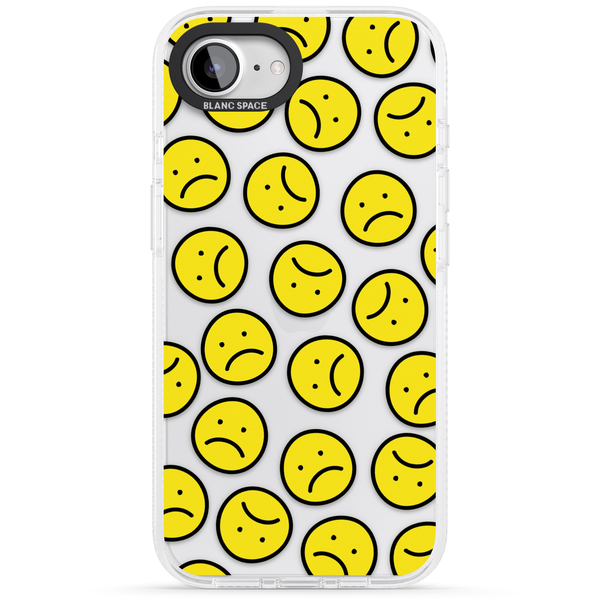 Sad Face Clear Pattern iPhone 16e Clear Case Impact Air - Blanc Space