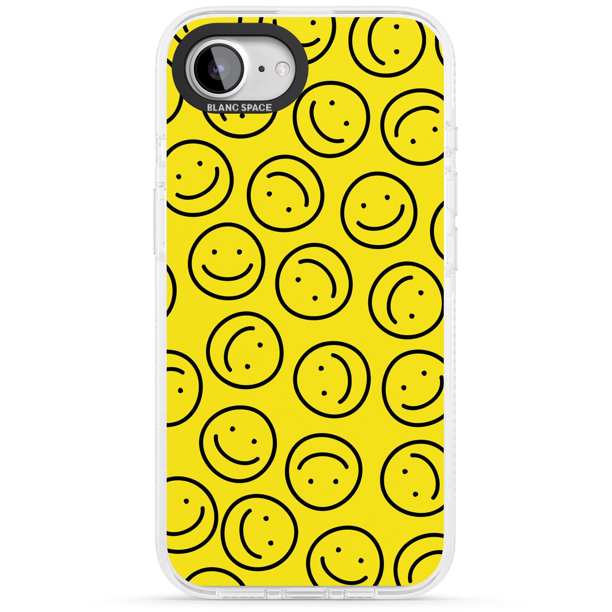 Happy Face Pattern iPhone 16e Clear Case Impact Air - Blanc Space