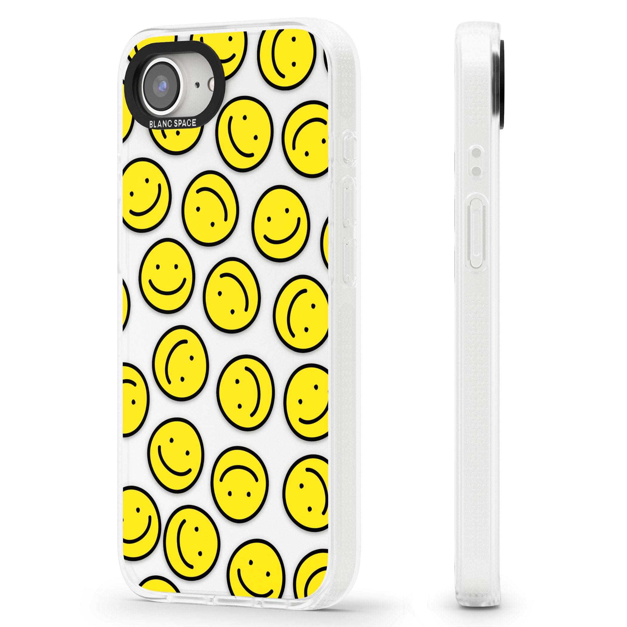 Happy Face Clear Pattern iPhone 16e Clear Case Impact Air - Blanc Space