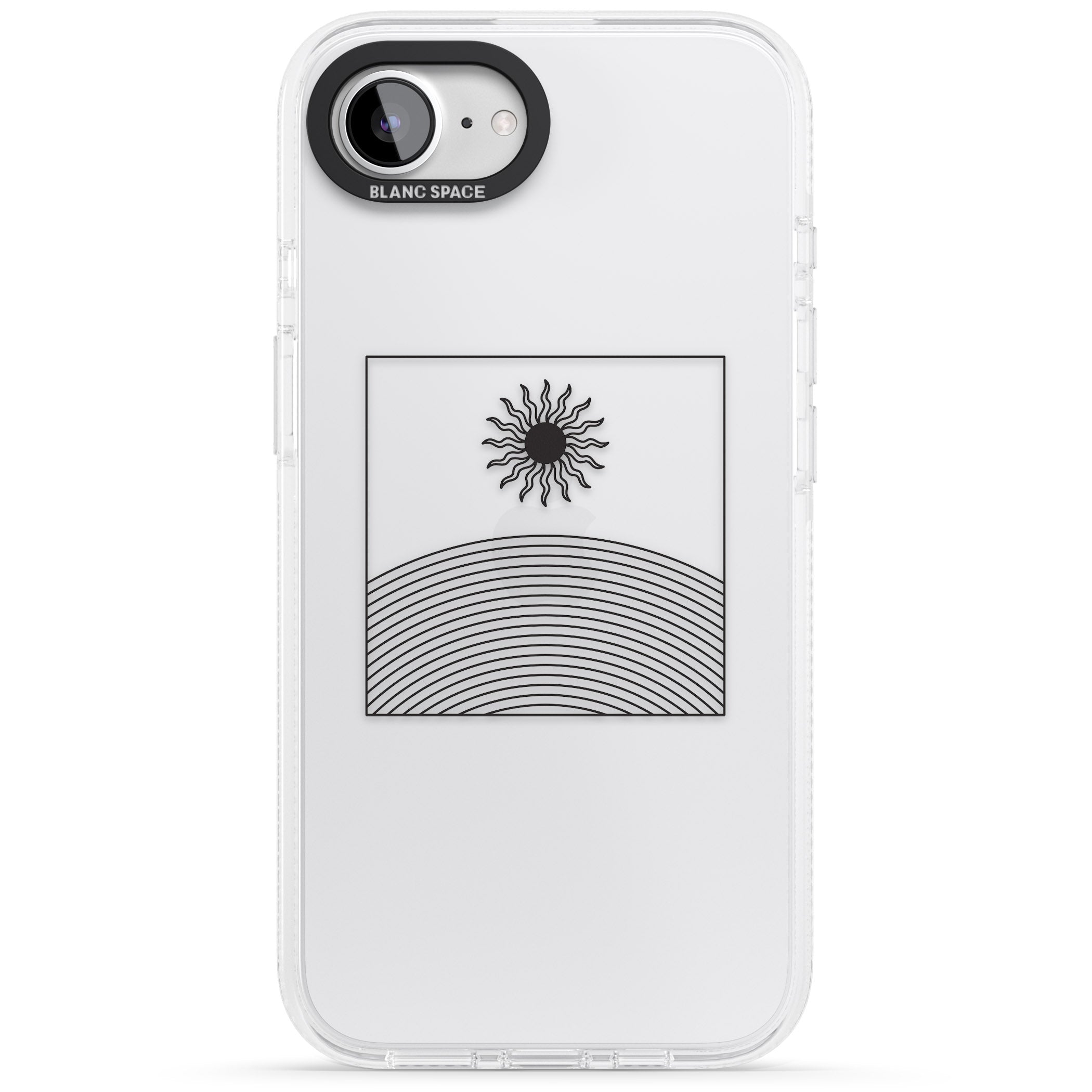 Framed Linework: Rising Sun iPhone 16e Clear Case Impact Air - Blanc Space