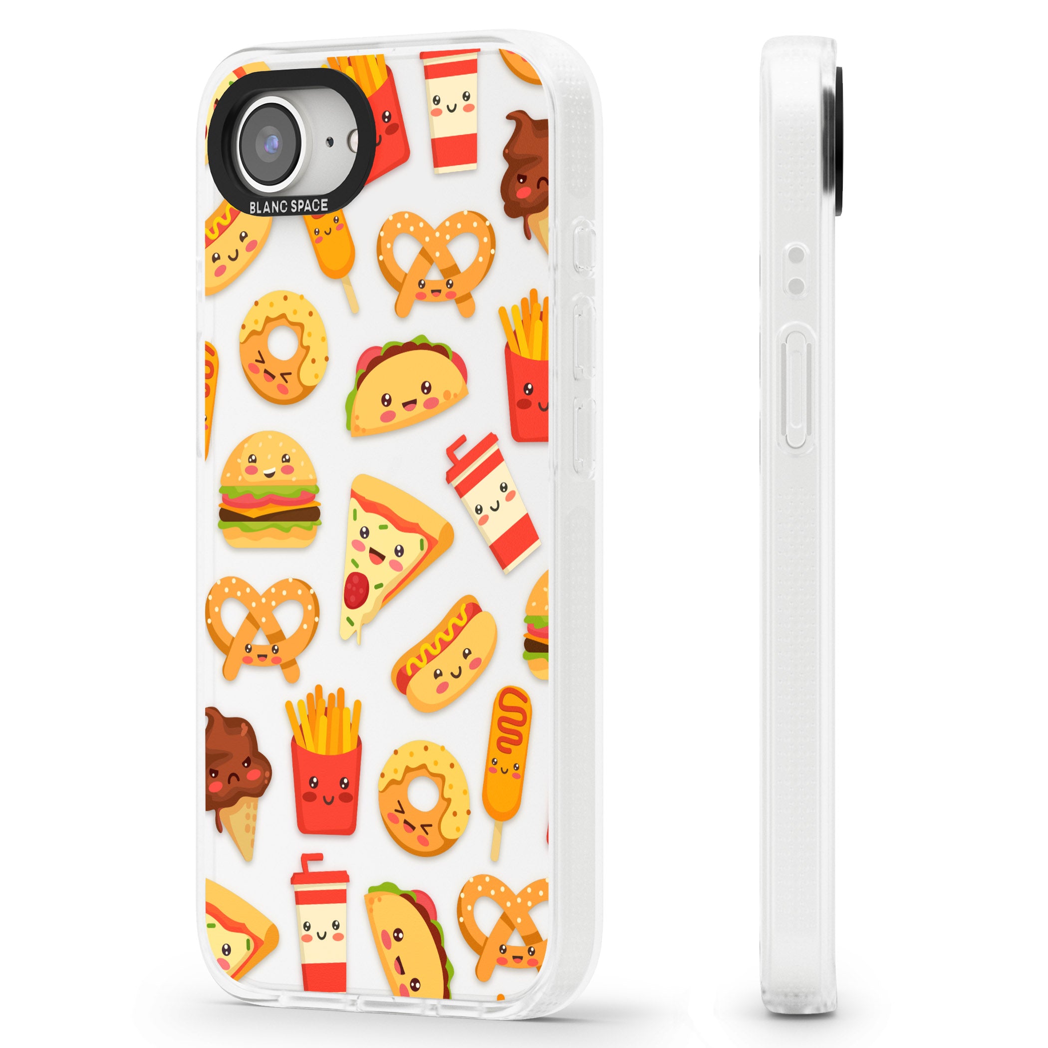Fast Food Patterns Kawaii Fast Food Mix iPhone 16e Clear Case Impact Air - Blanc Space