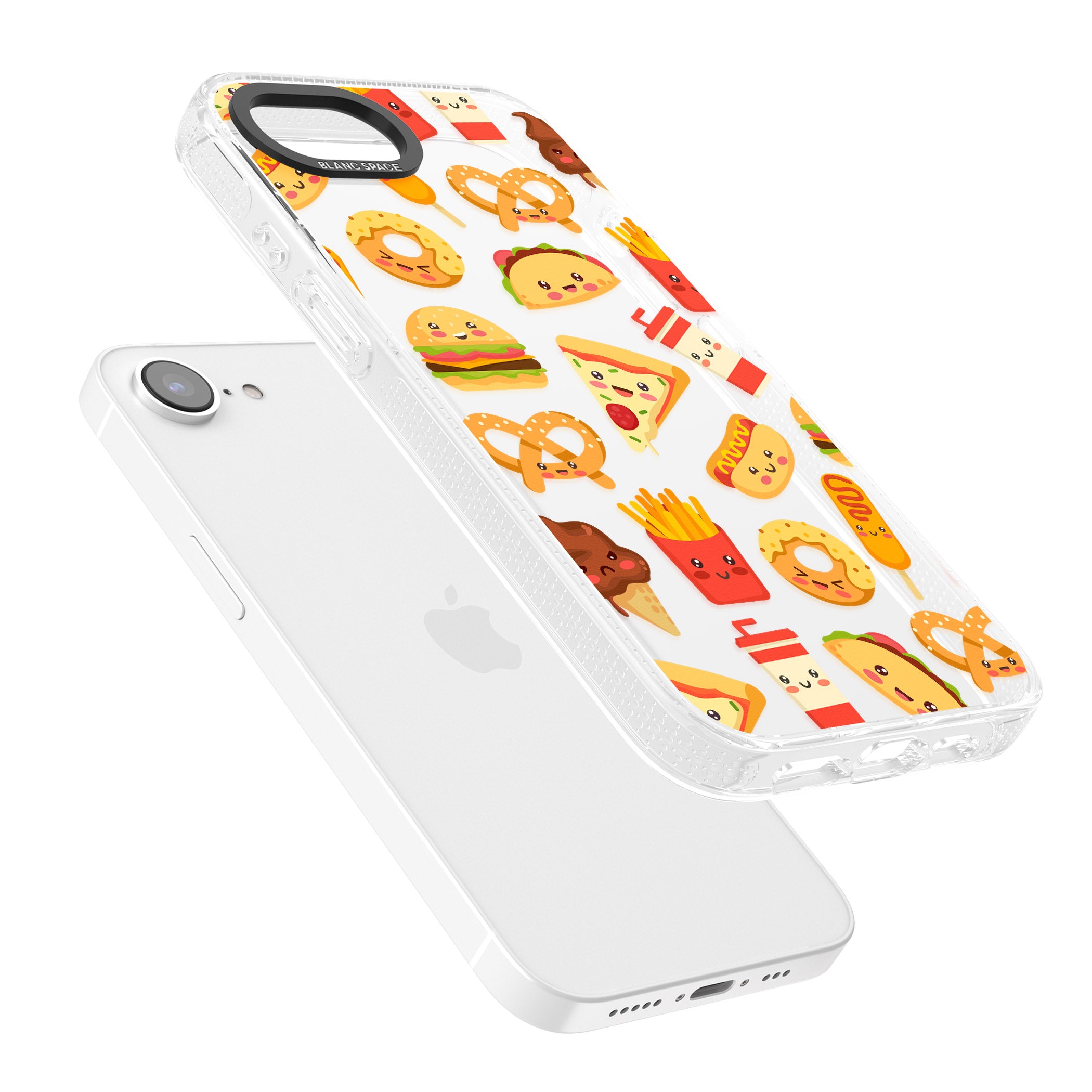 Fast Food Patterns Kawaii Fast Food Mix iPhone 16e Clear Case Impact Air - Blanc Space