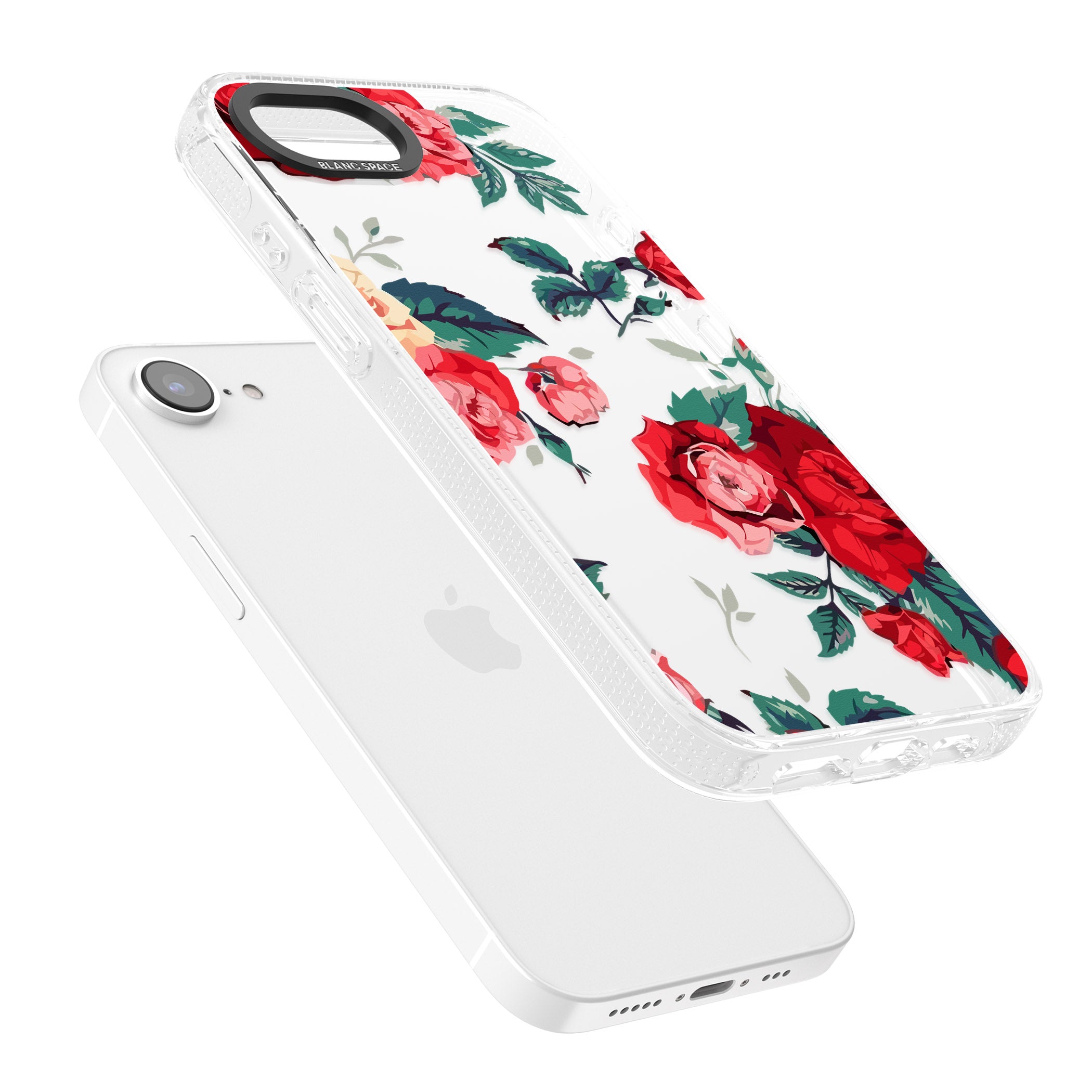 Rose Pattern iPhone 16e Clear Case Impact Air - Blanc Space