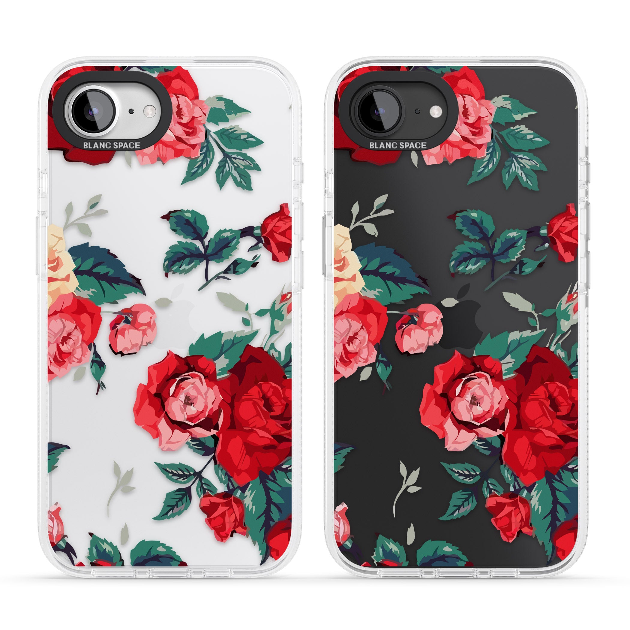 Rose Pattern iPhone 16e Clear Case Impact Air - Blanc Space