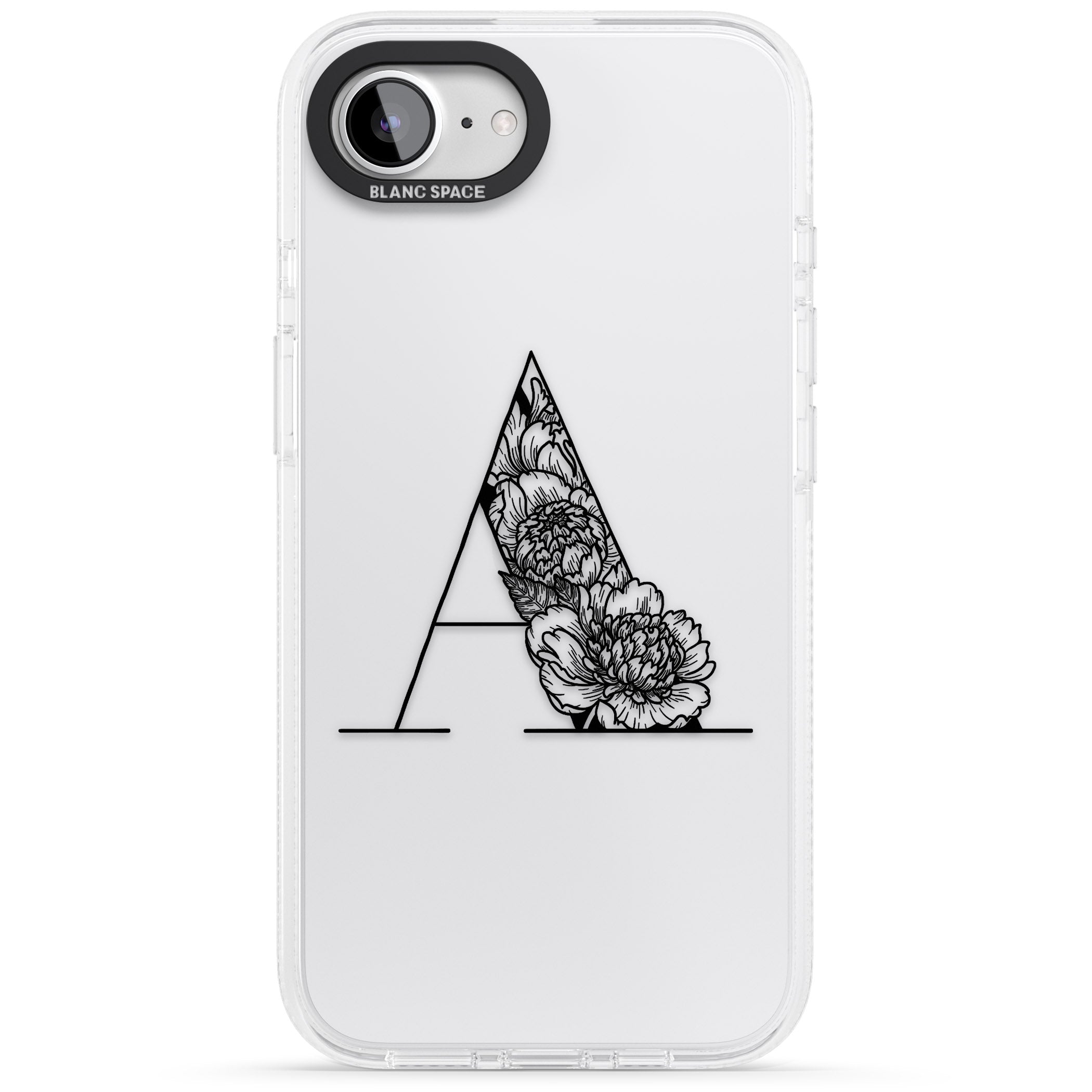 Floral Monogram Letter iPhone 16e Clear Case Impact Air - Blanc Space