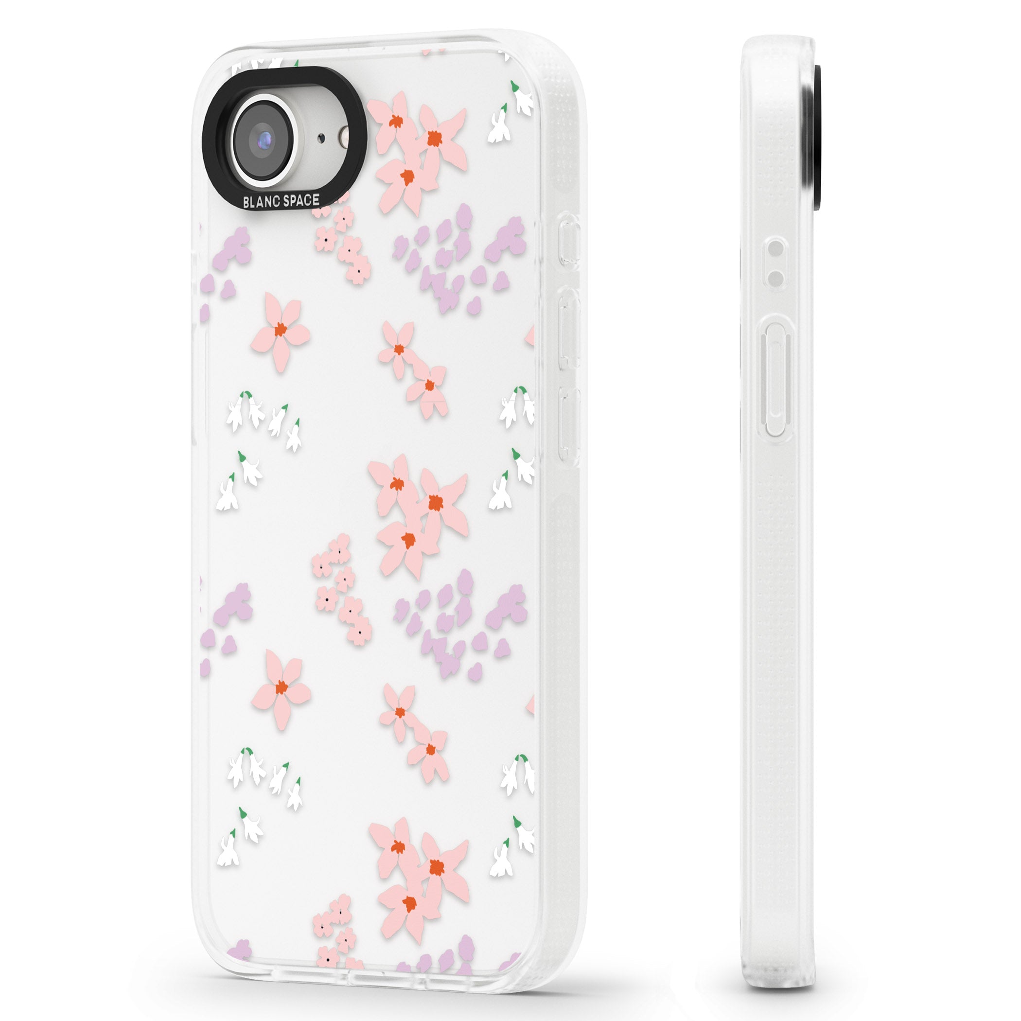 Pink & Purple Flower Mix: Clear iPhone 16e Clear Case Impact Air - Blanc Space