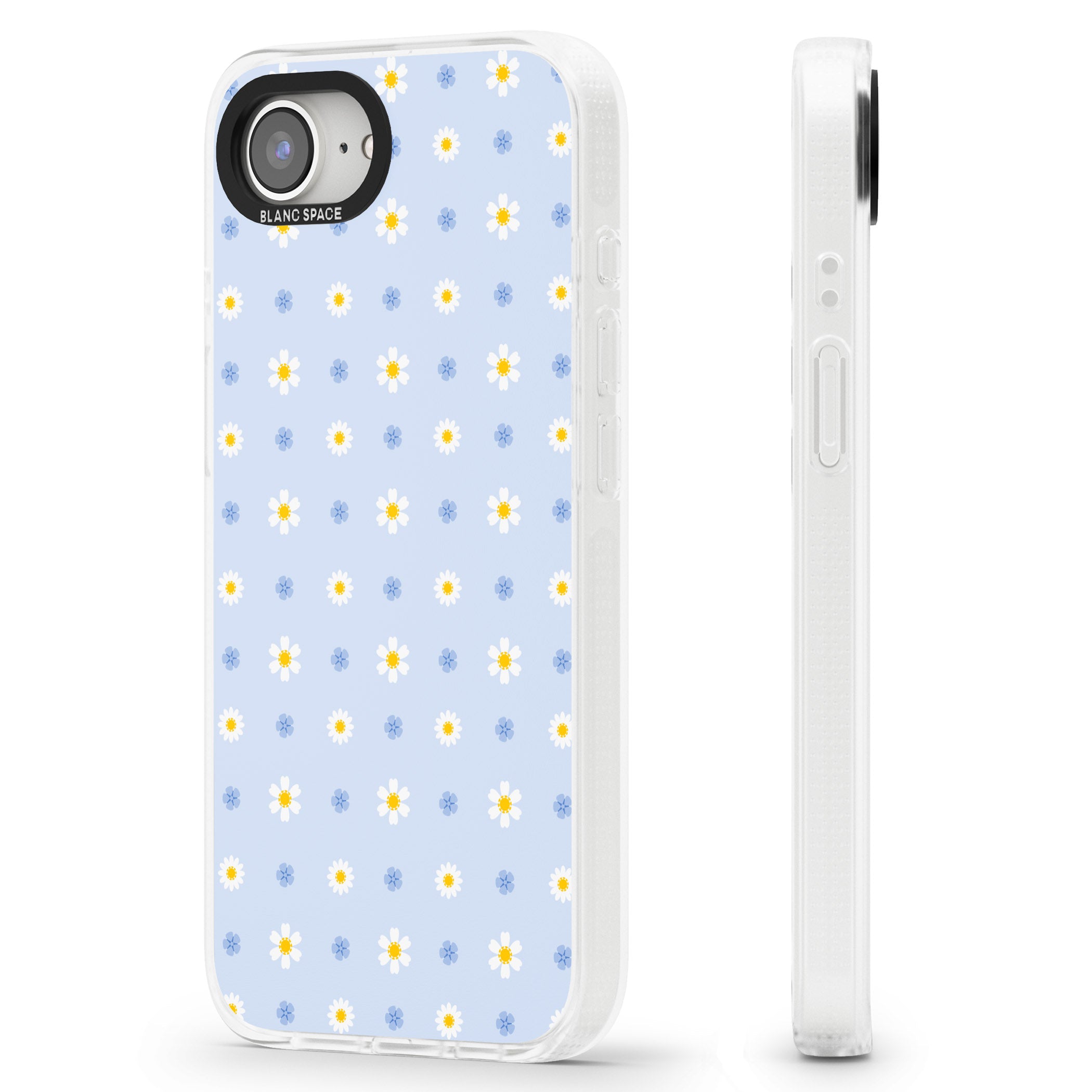 Pale Blue Daisies iPhone 16e Clear Case Impact Air - Blanc Space