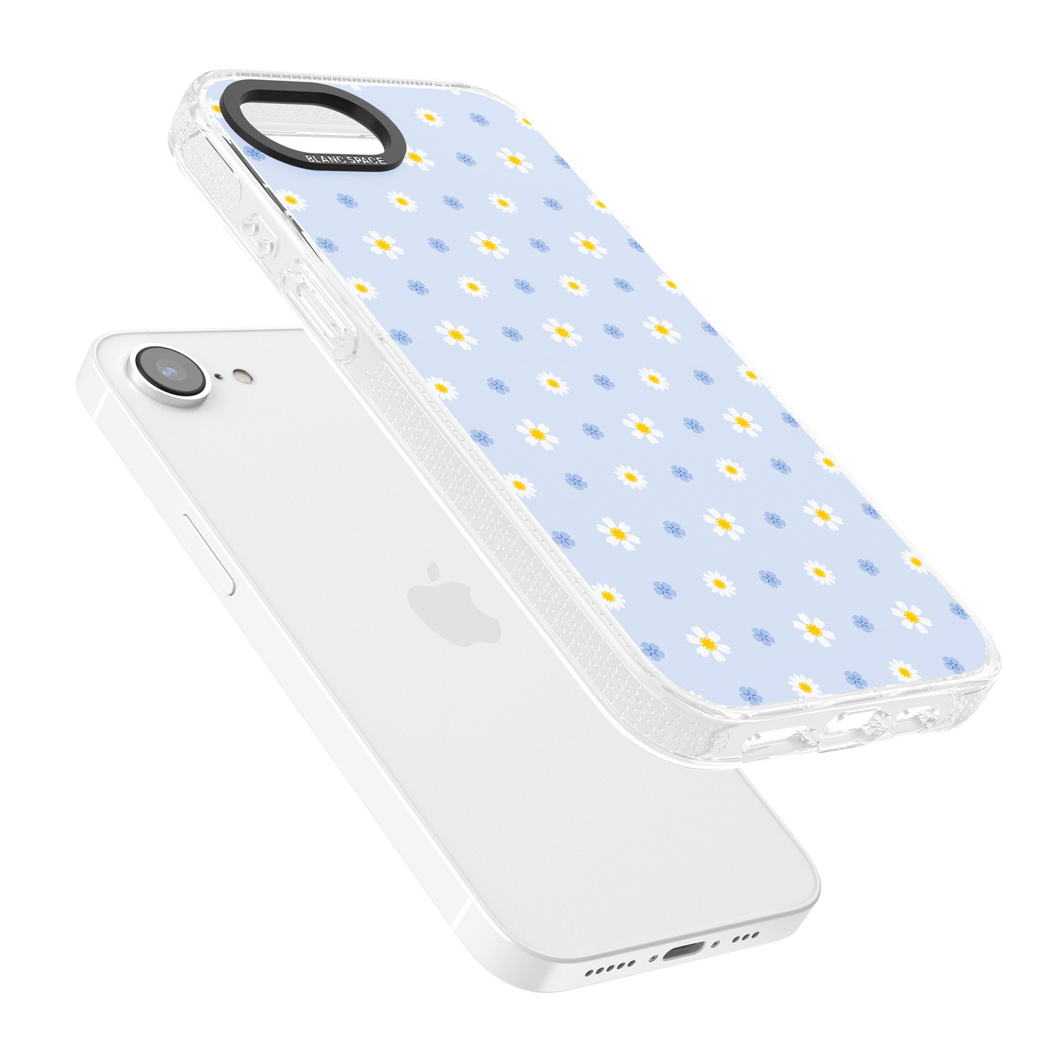 Pale Blue Daisies iPhone 16e Clear Case Impact Air - Blanc Space