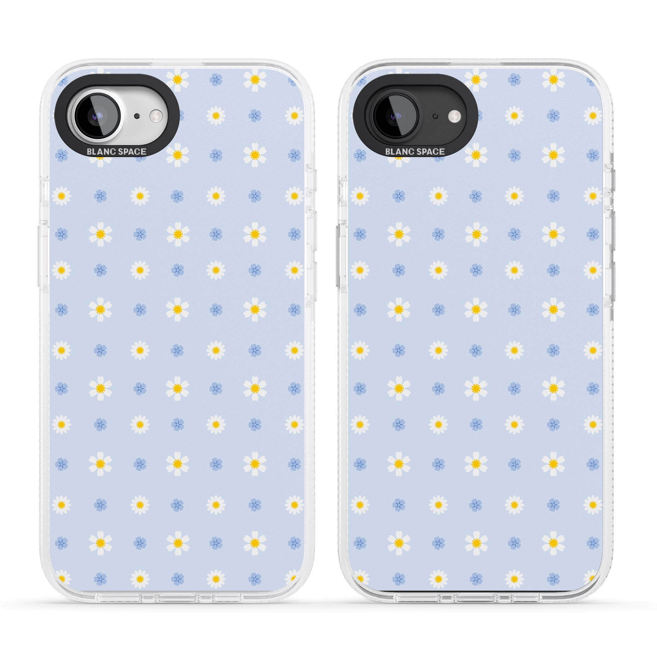 Pale Blue Daisies iPhone 16e Clear Case Impact Air - Blanc Space