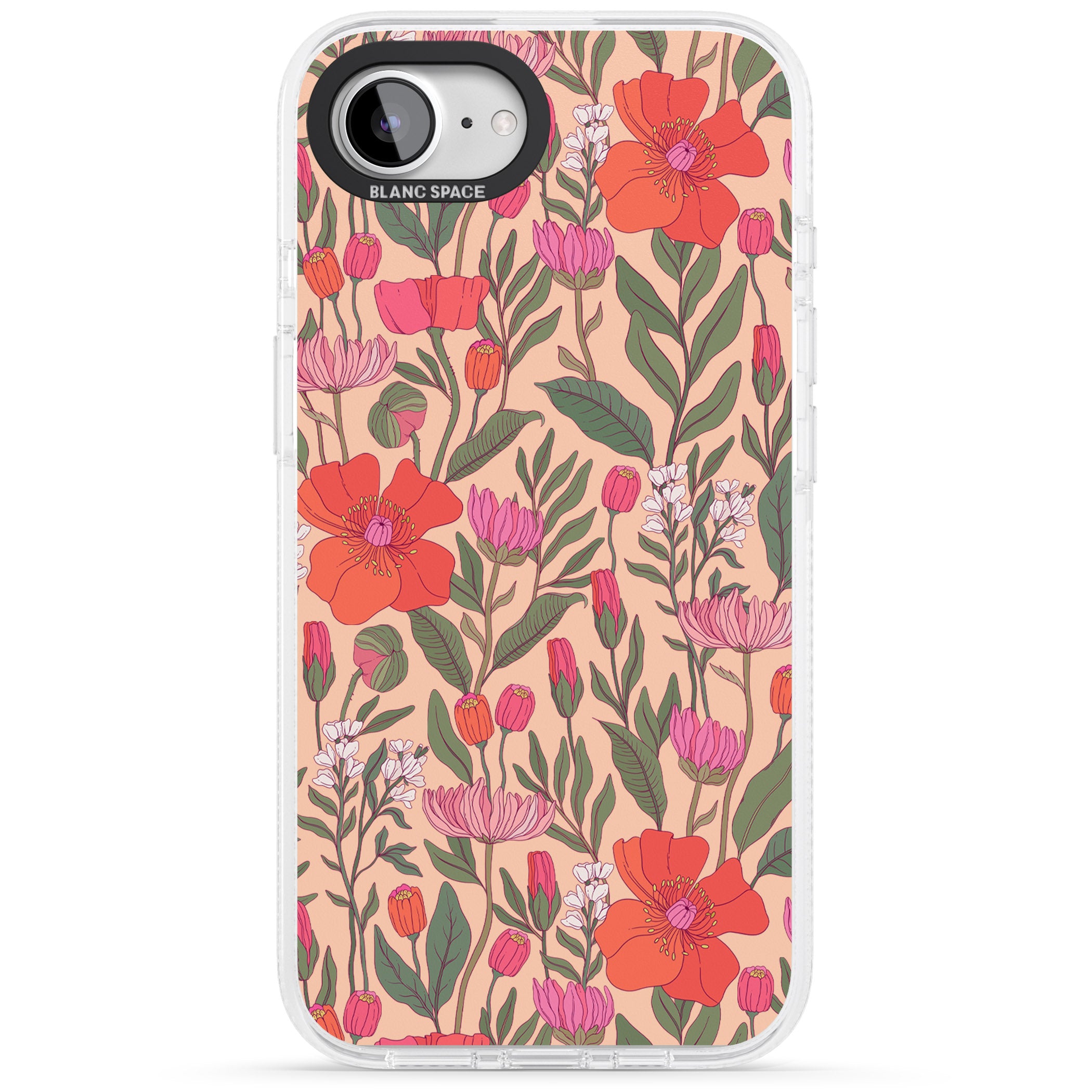 Peachy Floral - Background iPhone 16e Clear Case Impact Air - Blanc Space