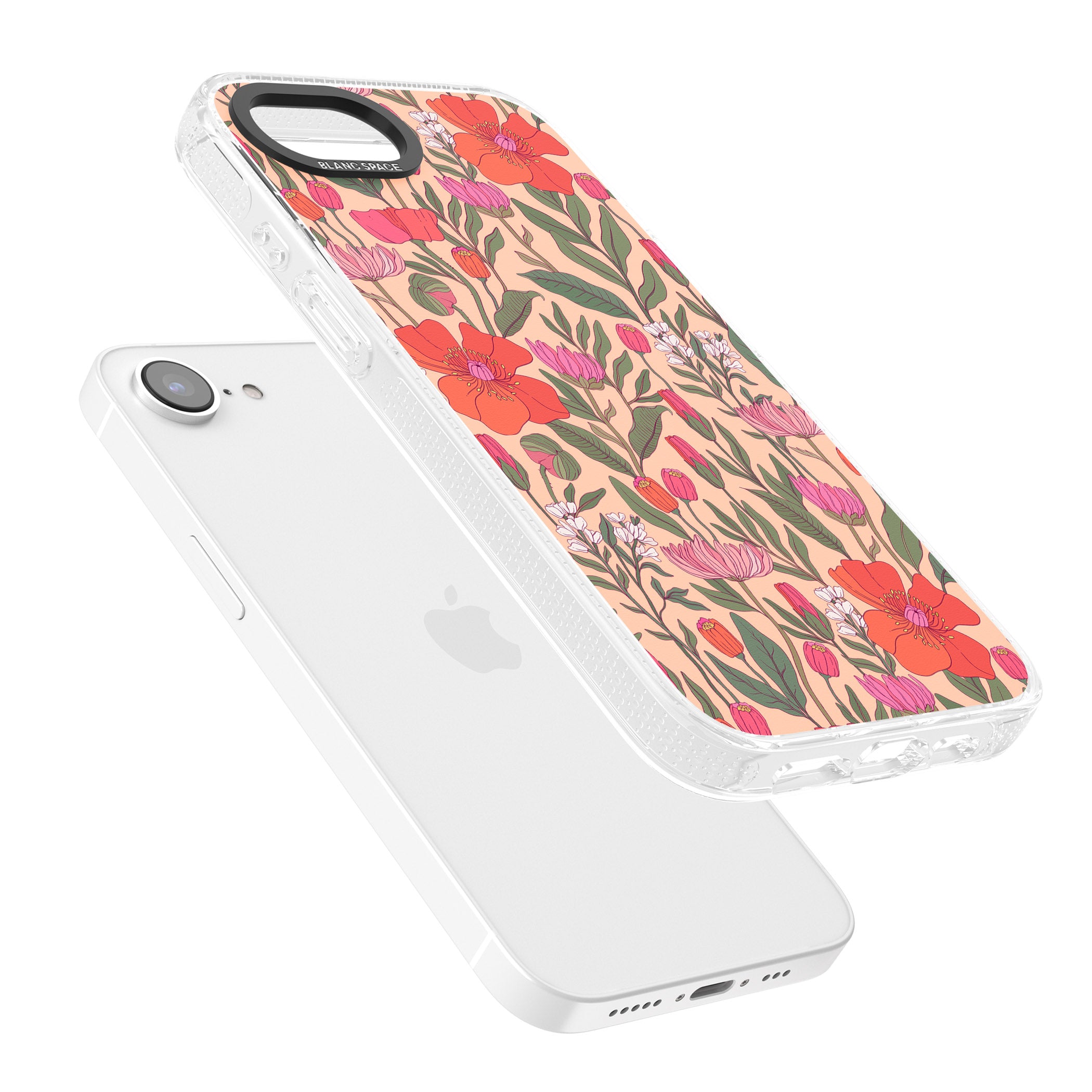 Peachy Floral - Background iPhone 16e Clear Case Impact Air - Blanc Space
