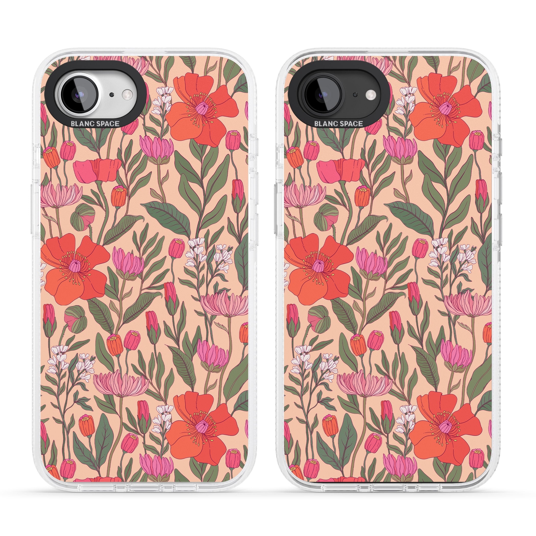Peachy Floral - Background iPhone 16e Clear Case Impact Air - Blanc Space