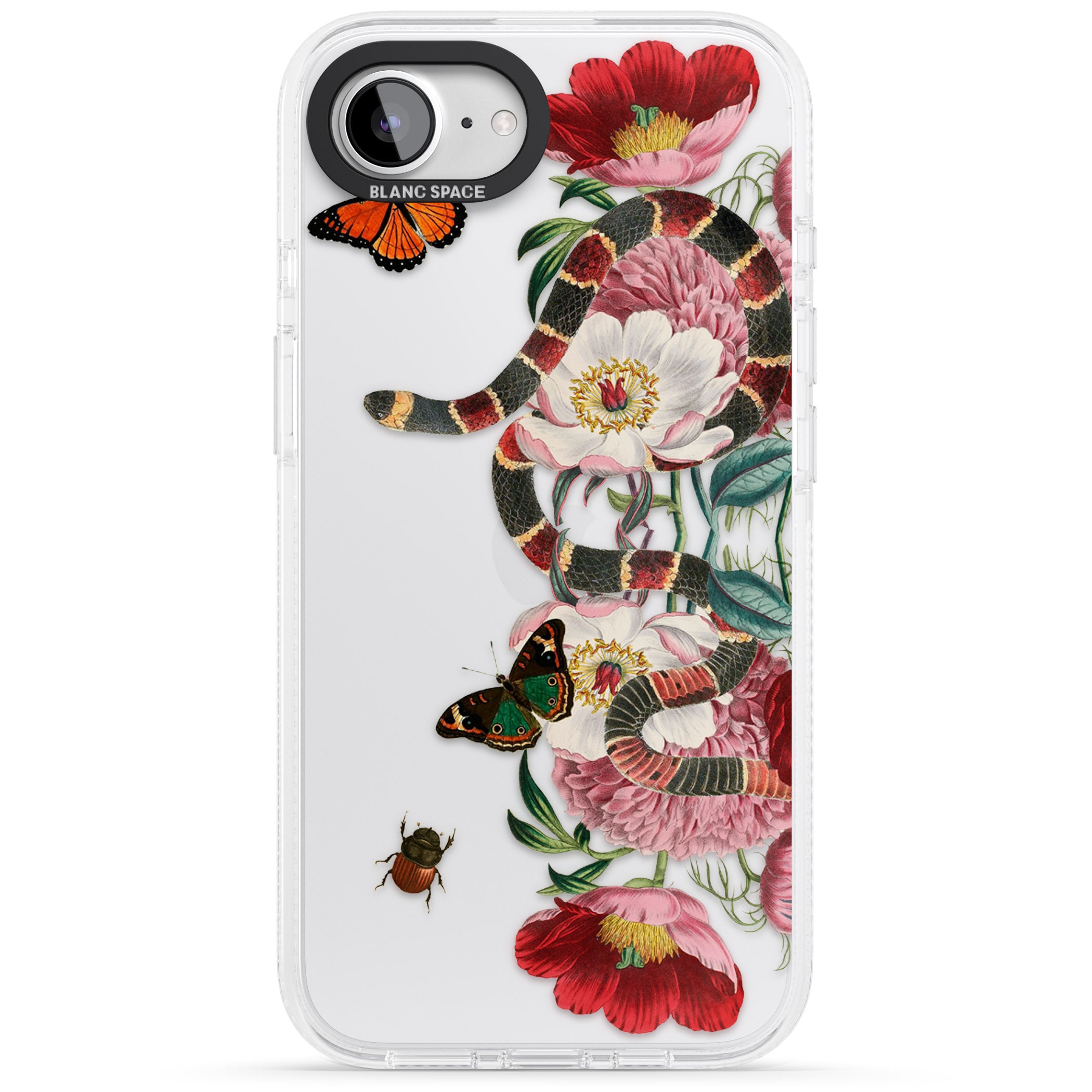 Floral Snake iPhone 16e Clear Case Impact Air - Blanc Space