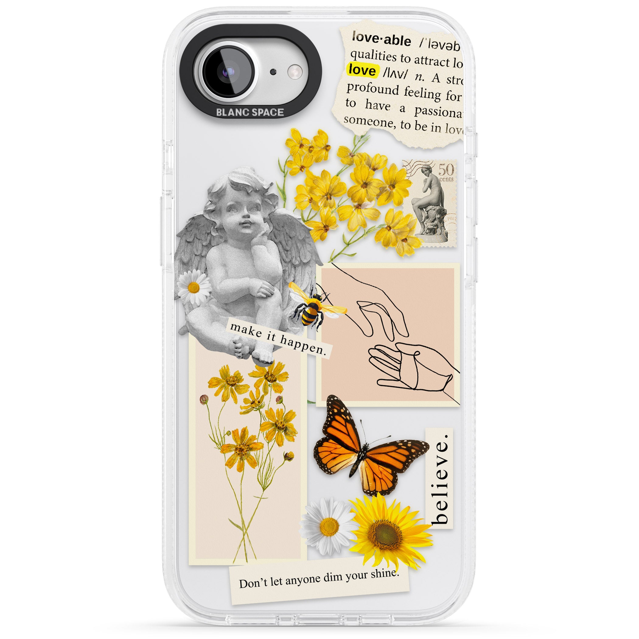 Vintage Wildflower Collage iPhone 16e Clear Case Impact Air - Blanc Space