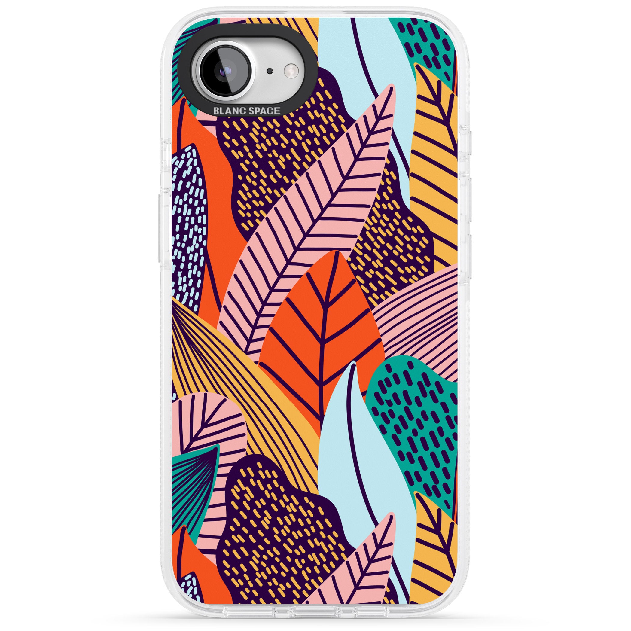 Abstract Leaves iPhone 16e Clear Case Impact Air - Blanc Space