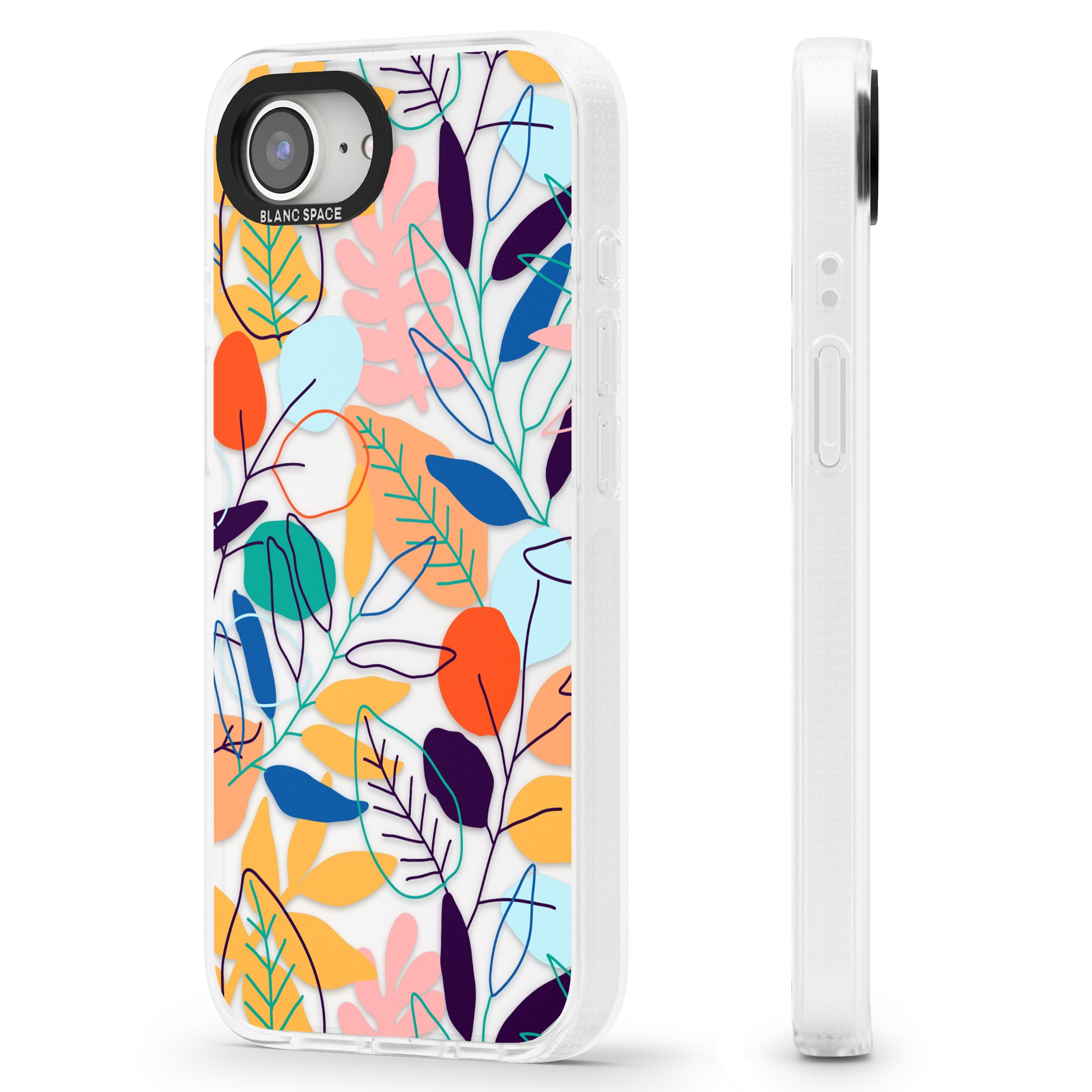 Abstract Line Drawn Leaves iPhone 16e Clear Case Impact Air - Blanc Space