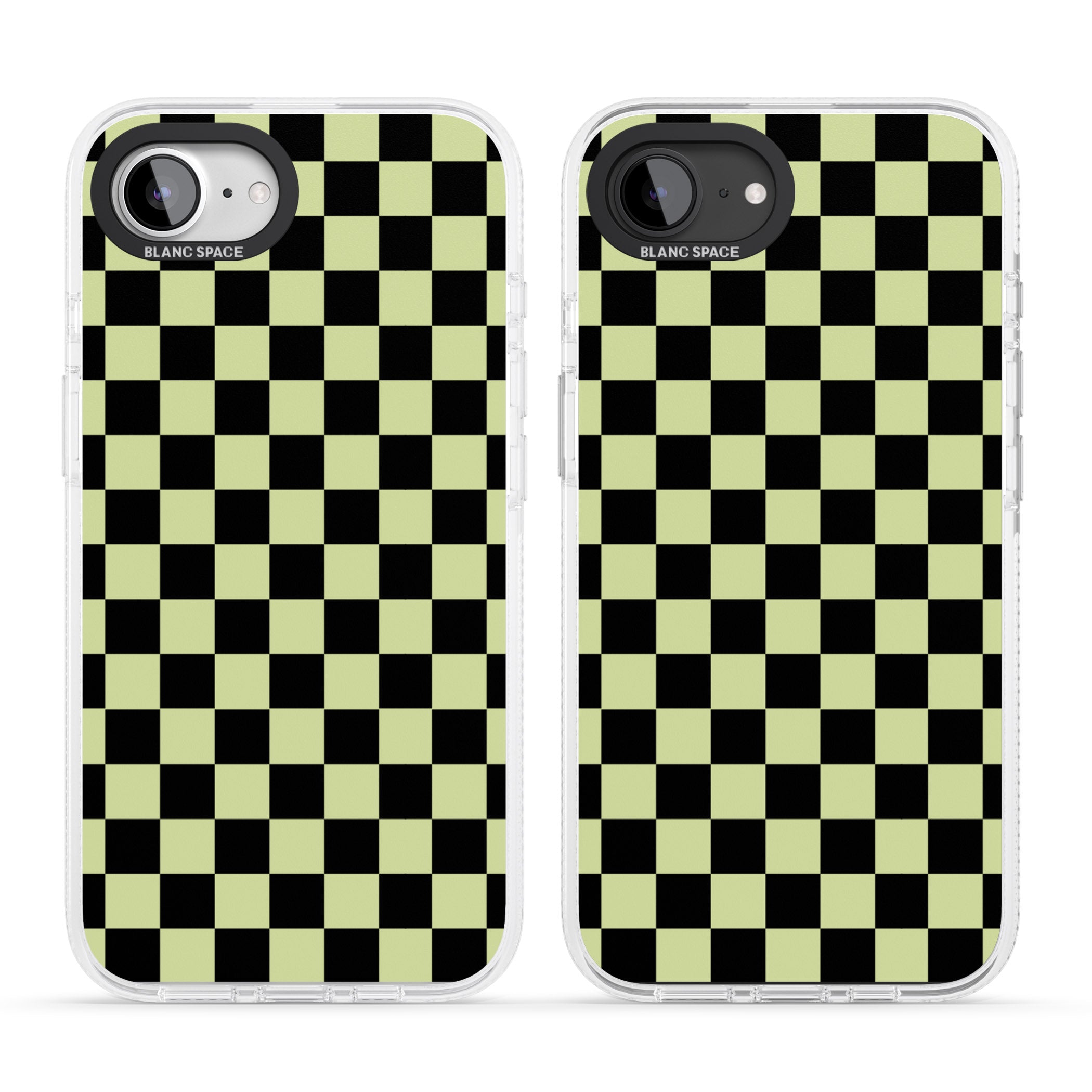 Black & Lime Check iPhone 16e Clear Case Impact Air - Blanc Space