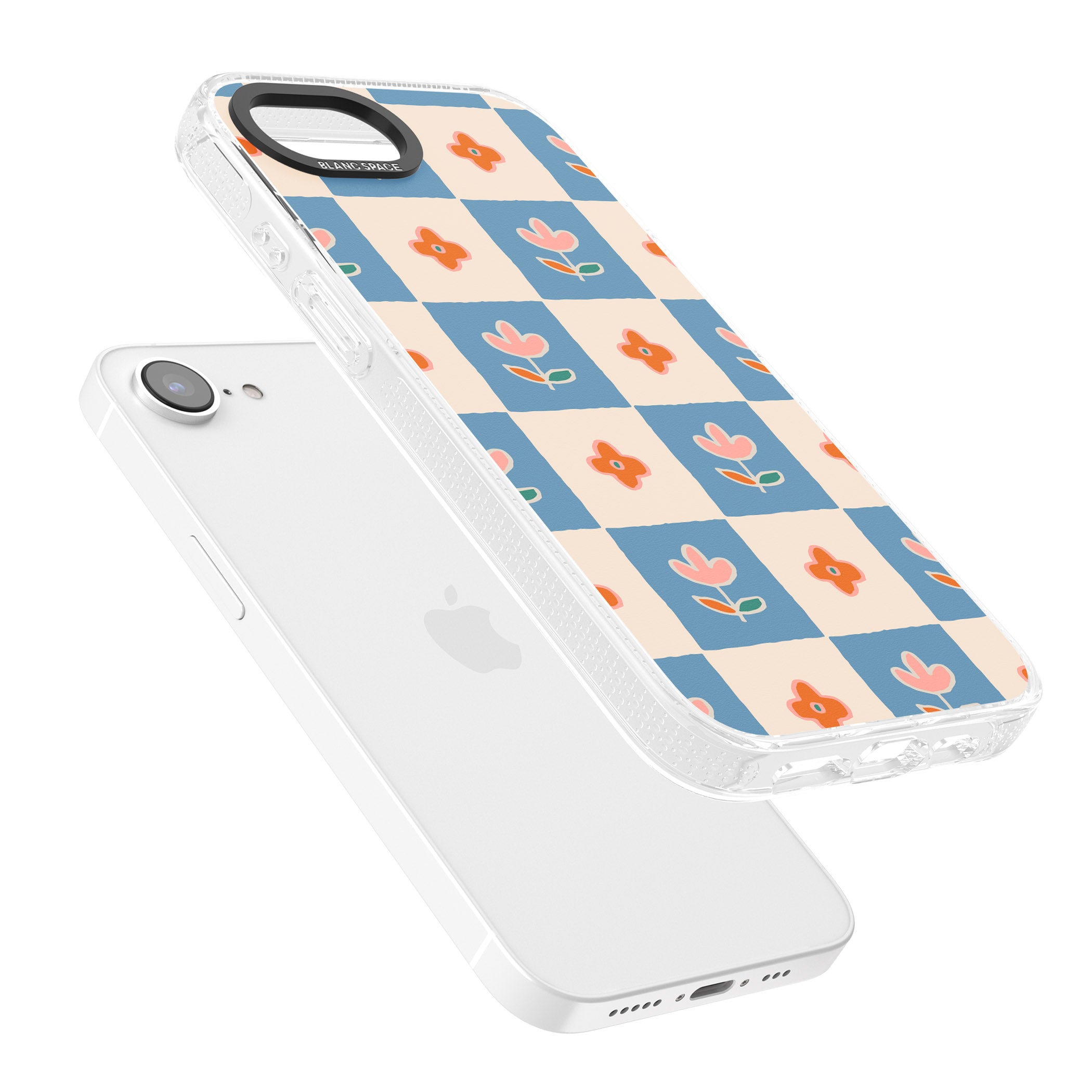 Vintage Bloom Checkered iPhone 16e Clear Case Impact Air - Blanc Space